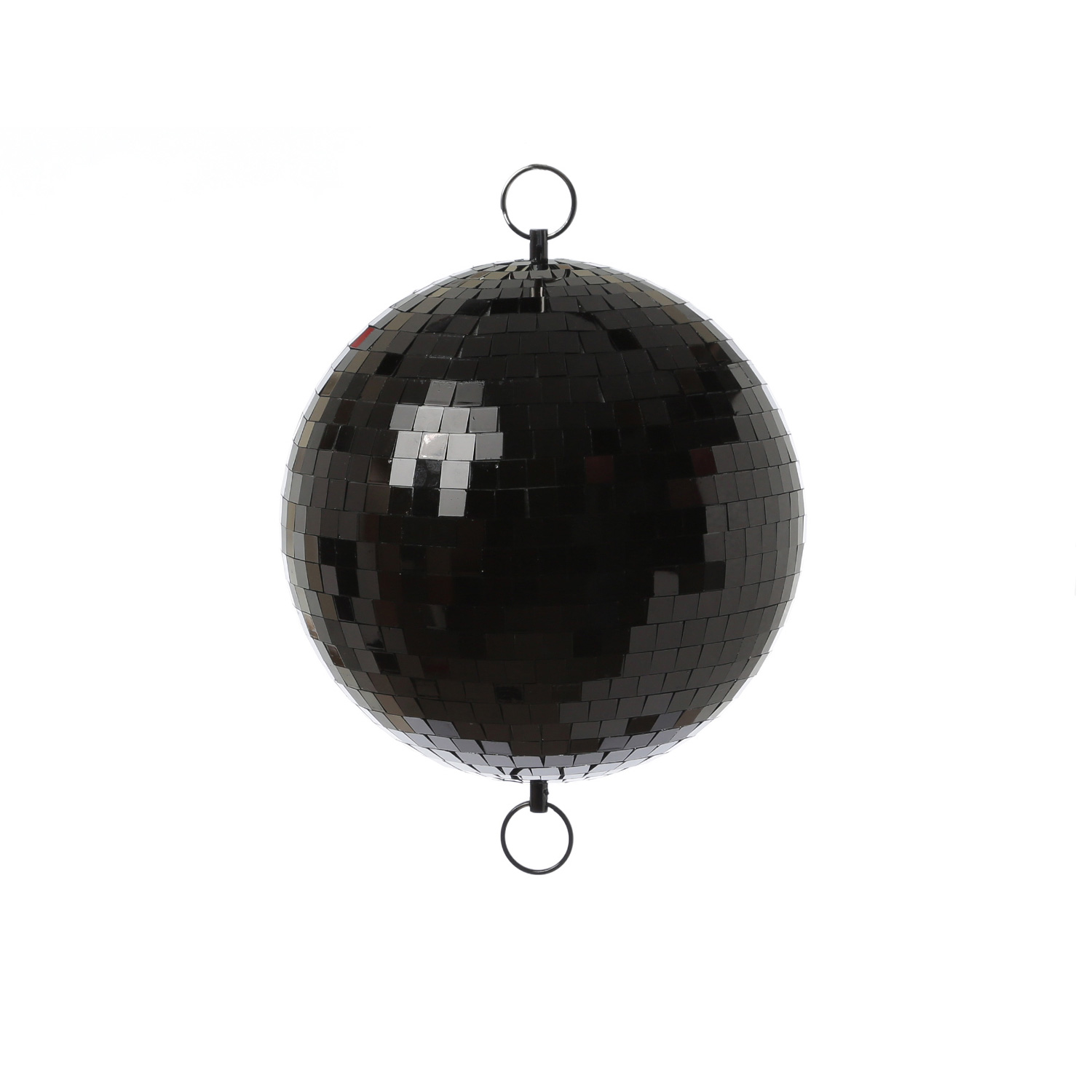 Spiegelkugel 20cm - schwarz - Discokugel Echtglas - 10x10mm Spiegel - PROMO - Metallöse oben + unten