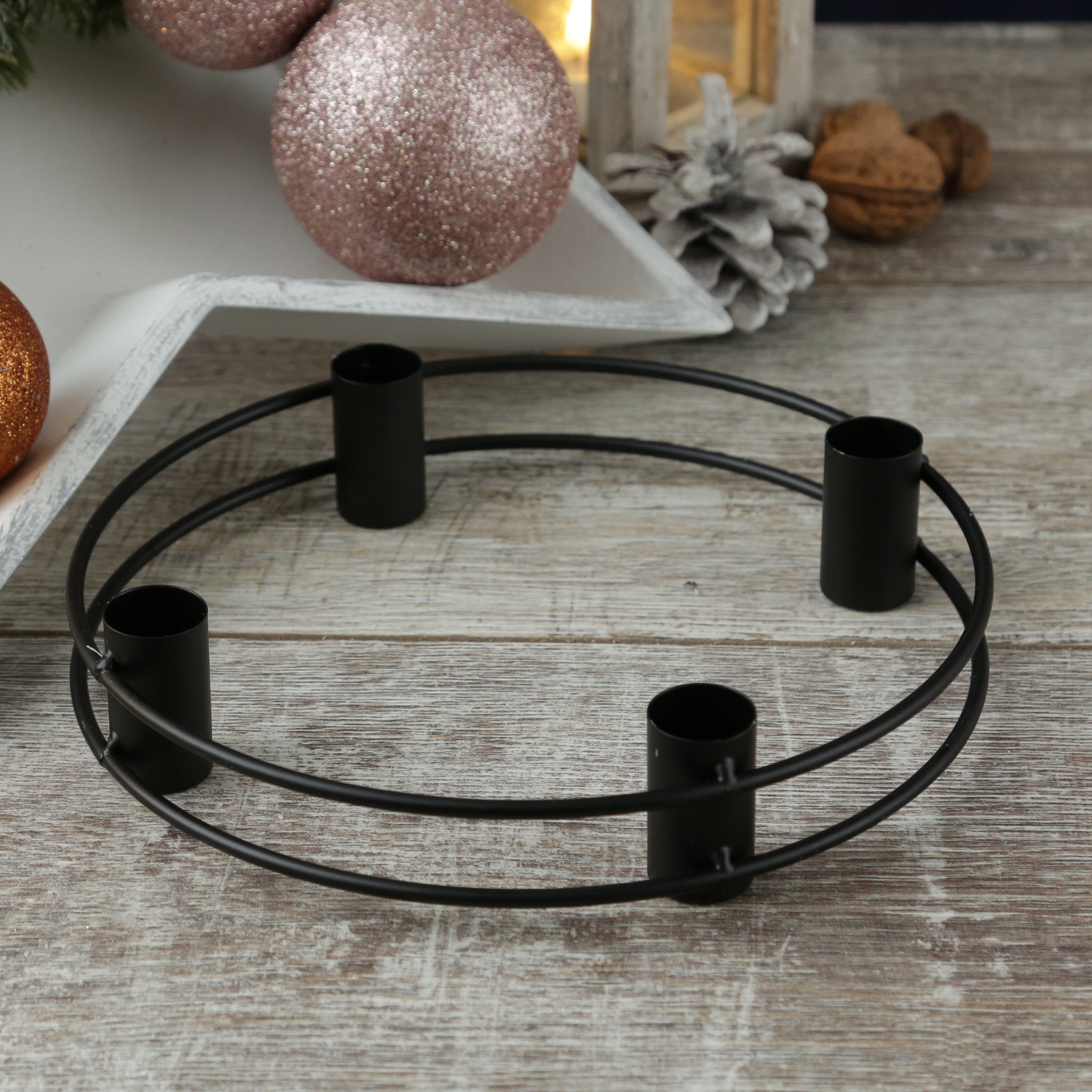 Stabkerzenhalter Adventskranz - Kerzenring - Kerzenständer - D: 20,5cm - schwarz Stabkerzenhalter Adventskranz - Kerzenring - Kerzenständer - D: 20,5cm - schwarz