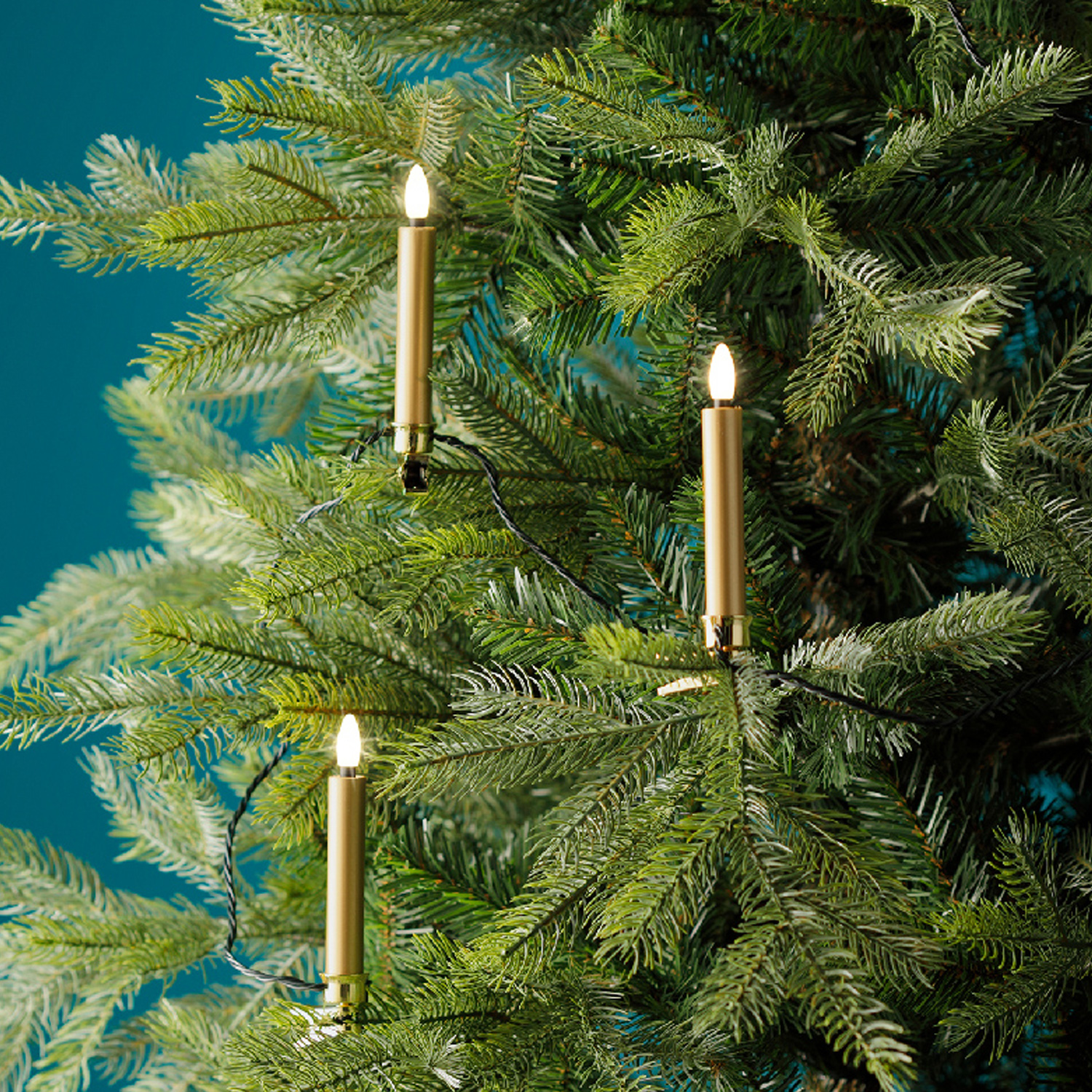 LED Kerzenlichterkette - 20 Christbaumkerzen - Weihnachtsbaumlichterkette - L: 9,5m - Innen/Außen