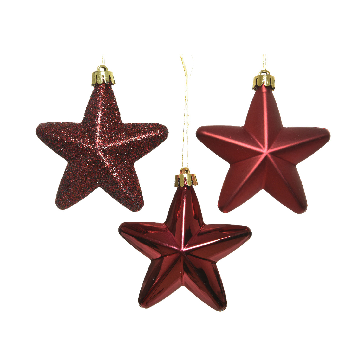 Christbaumschmuck STERN - Weihnachtsschmuck - bruchfest - glänzend matt glitzernd - weinrot - 6Stk. Christbaumschmuck STERN - Weihnachtsschmuck - bruchfest - glänzend matt glitzernd - weinrot - 6Stk.