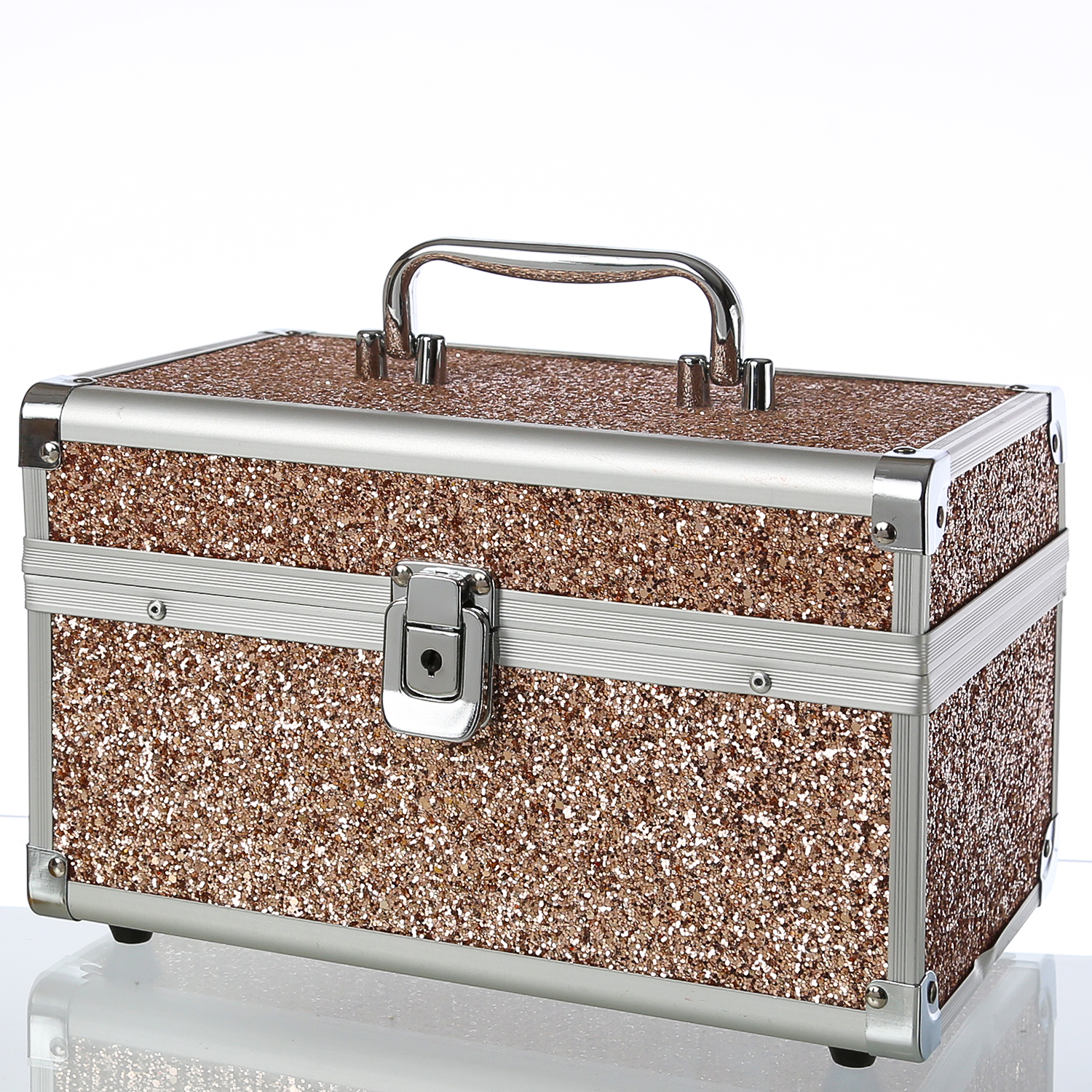 MARELIDA® Schmuckkoffer in Rosegold mit Glitzeroptik - Premium Schmuckkästchen für Schmuck & Co. MARELIDA® Schmuckkoffer in Rosegold mit Glitzeroptik - Premium Schmuckkästchen für Schmuck & Co.