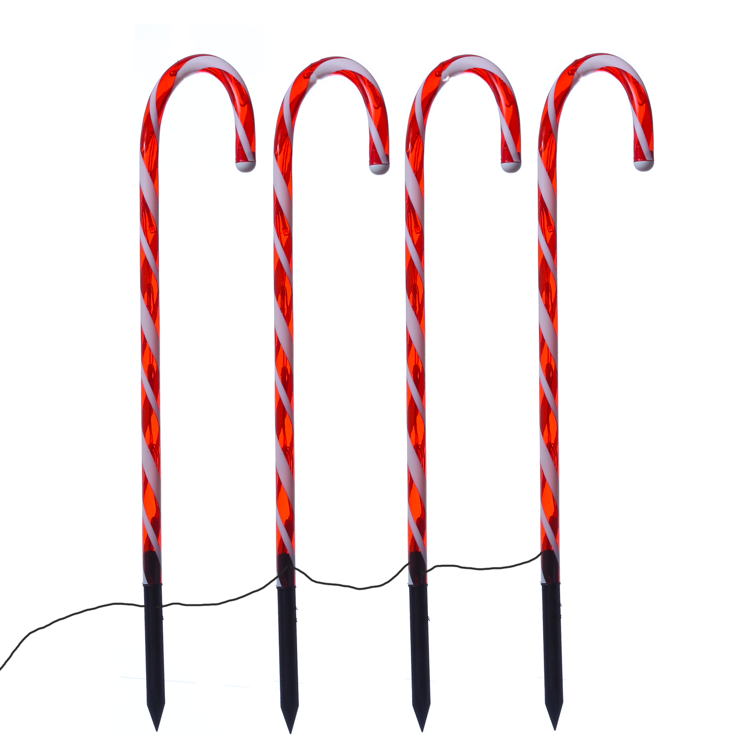 LED Zuckerstangen - je 8 warmweiße LED - H: 44cm - Batterie - Timer - für Außen - 4 Stück