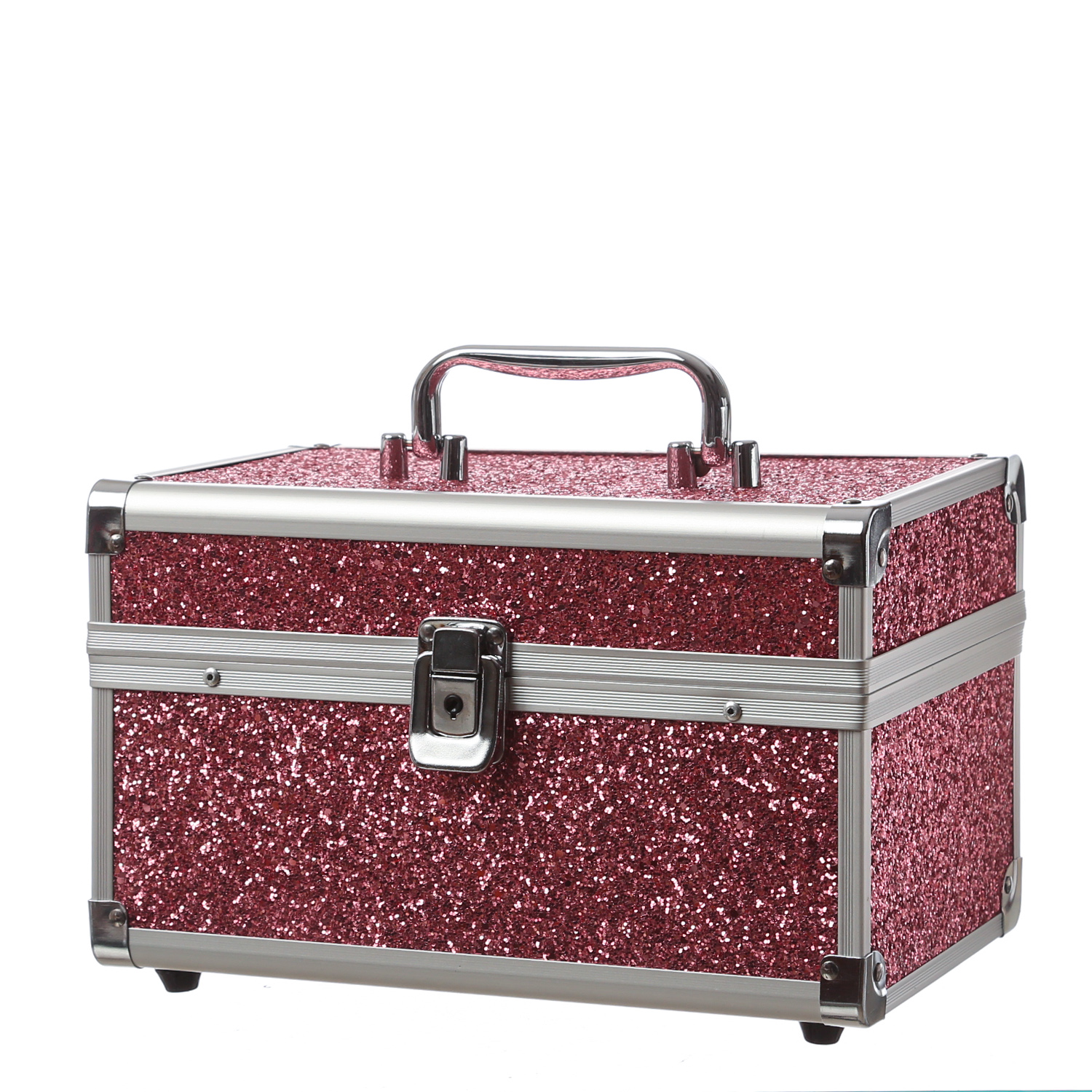 MARELIDA® Schmuckkoffer in Pink mit Glitzeroptik | Premium Schmuckkästchen für Schmuck
