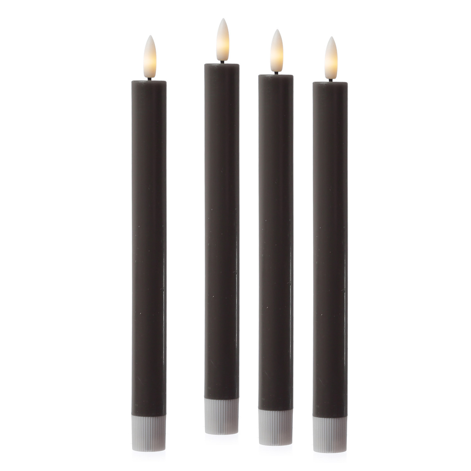 LED Stabkerzen LISA - Echtwachs - mit Ladestation - inkl. Fernbedienung - H: 25cm - grau - 4er Set LED Stabkerzen LISA - Echtwachs - mit Ladestation - inkl. Fernbedienung - H: 25cm - grau - 4er Set