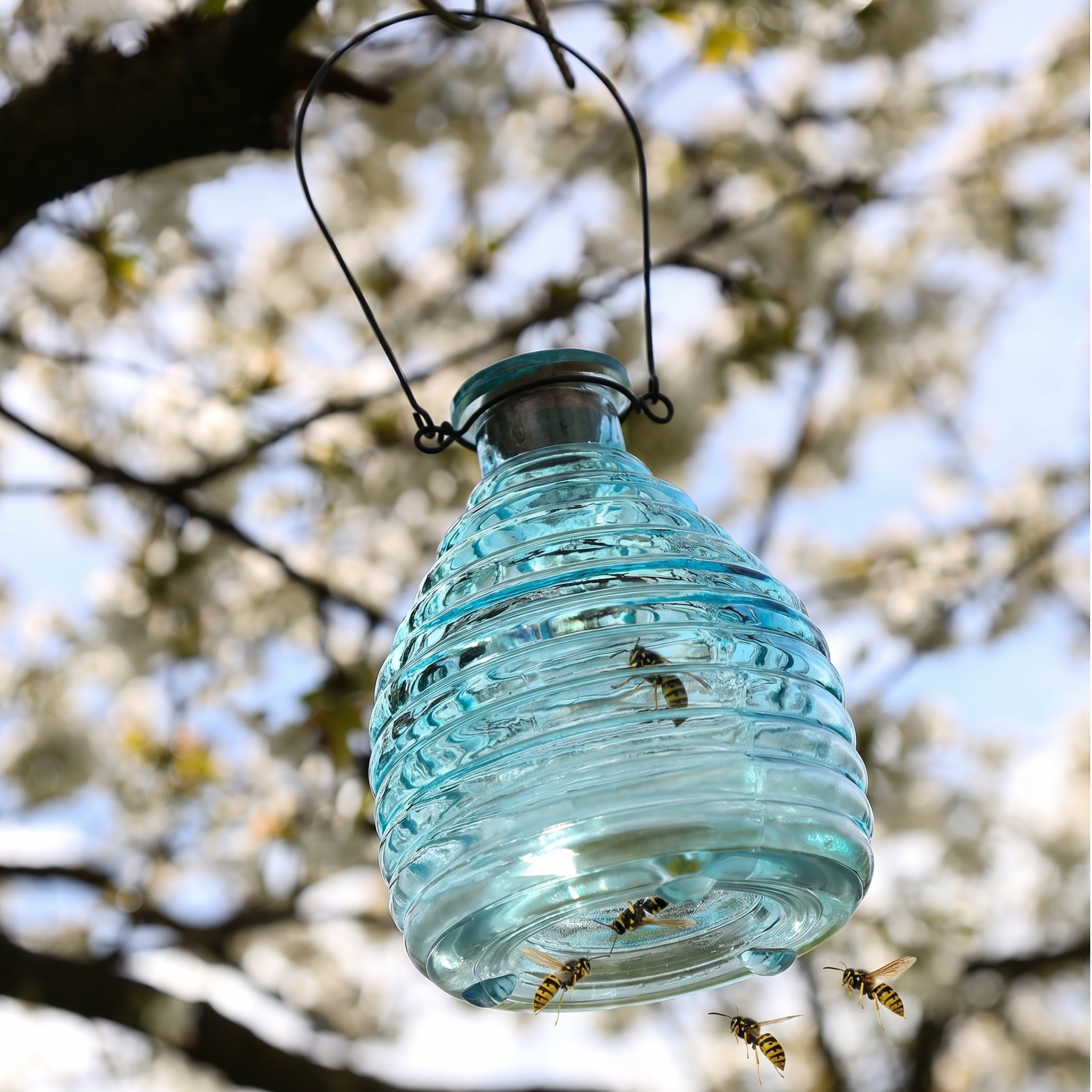 Wespenfänger HONIGTOPF - Wespenfalle - geriffeltes Glas - D: 13cm - H: 17cm