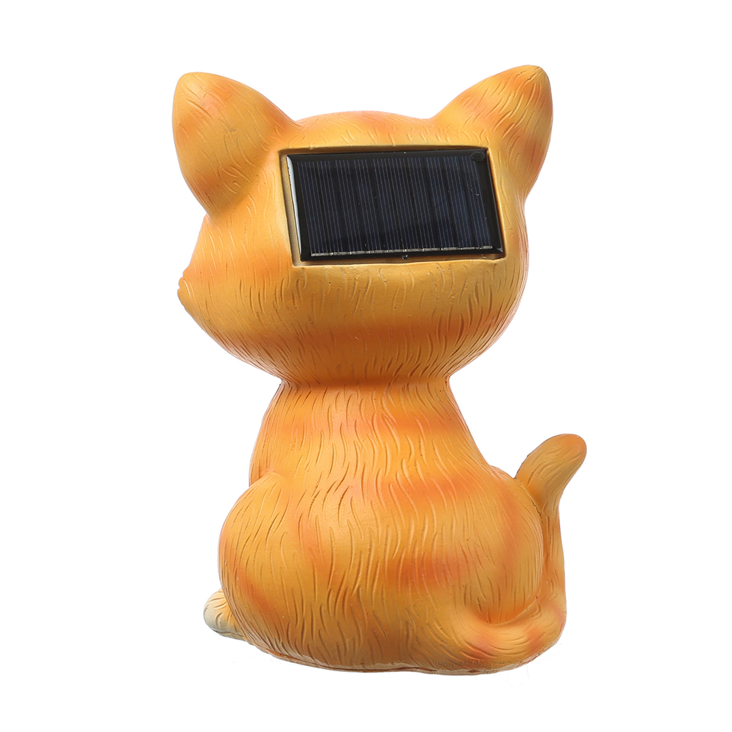 LED Solar Katze mit blizelnden und rollenden Augen - Gartenfigur - H: 22,5cm - Lichtsensor