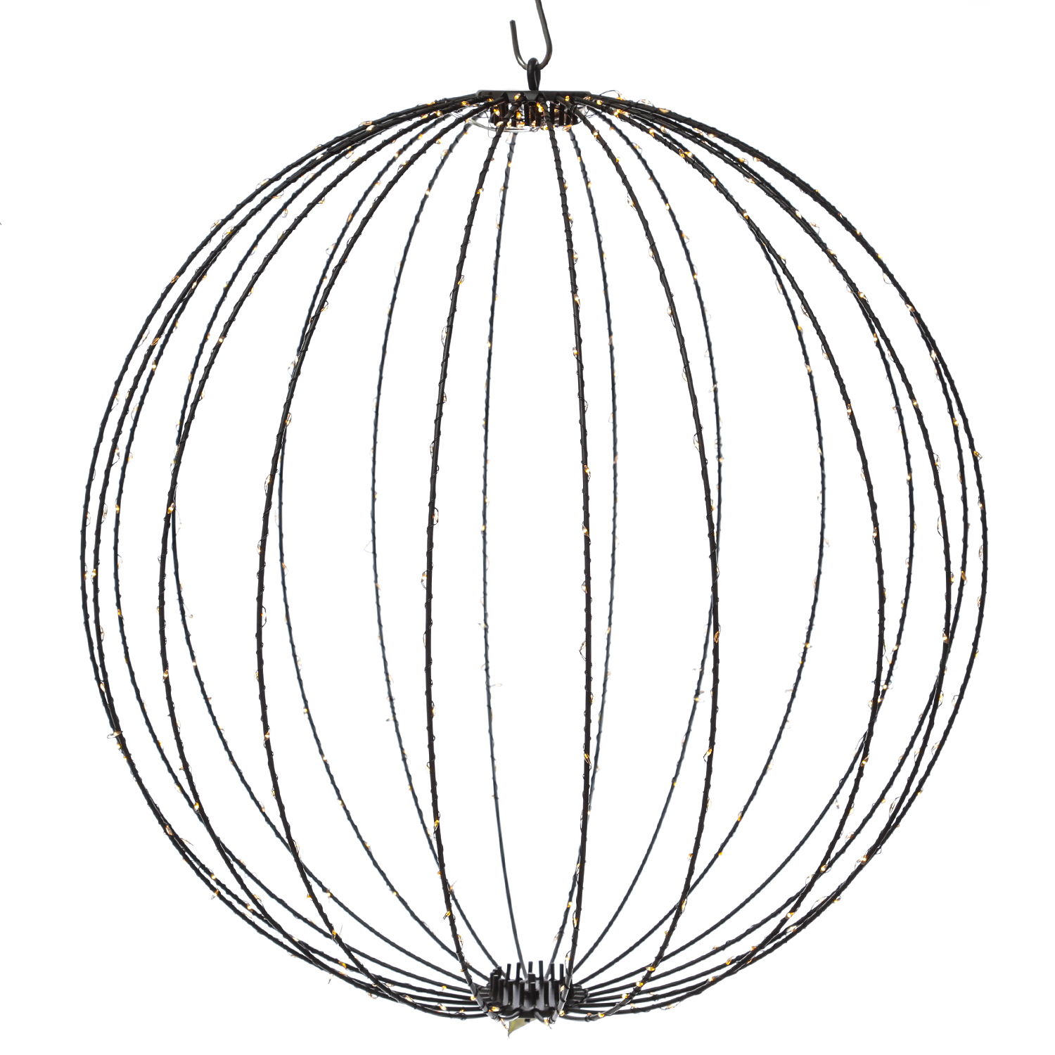 LED Drahtkugel - 3D Leuchtkugel - D: 58cm - 480 bernstein LED - faltbar - 8 Modi/Timer - Innen/Außen