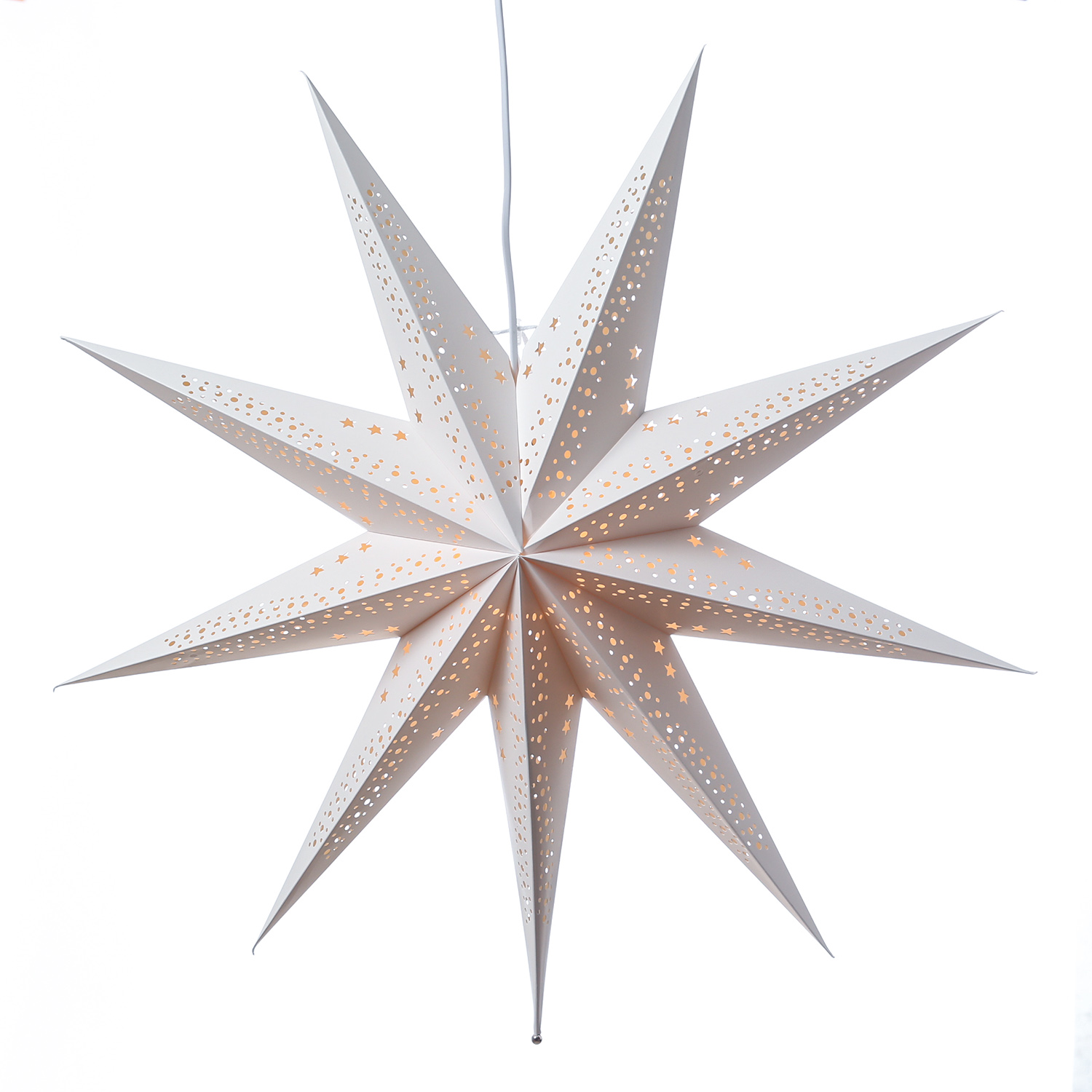 Papierstern SARA - hängend - 9-zackig - D: 69cm - inkl. E14 Fassung und Kabel - weiß Papierstern SARA - hängend - 9-zackig - D: 69cm - inkl. E14 Fassung und Kabel - weiß