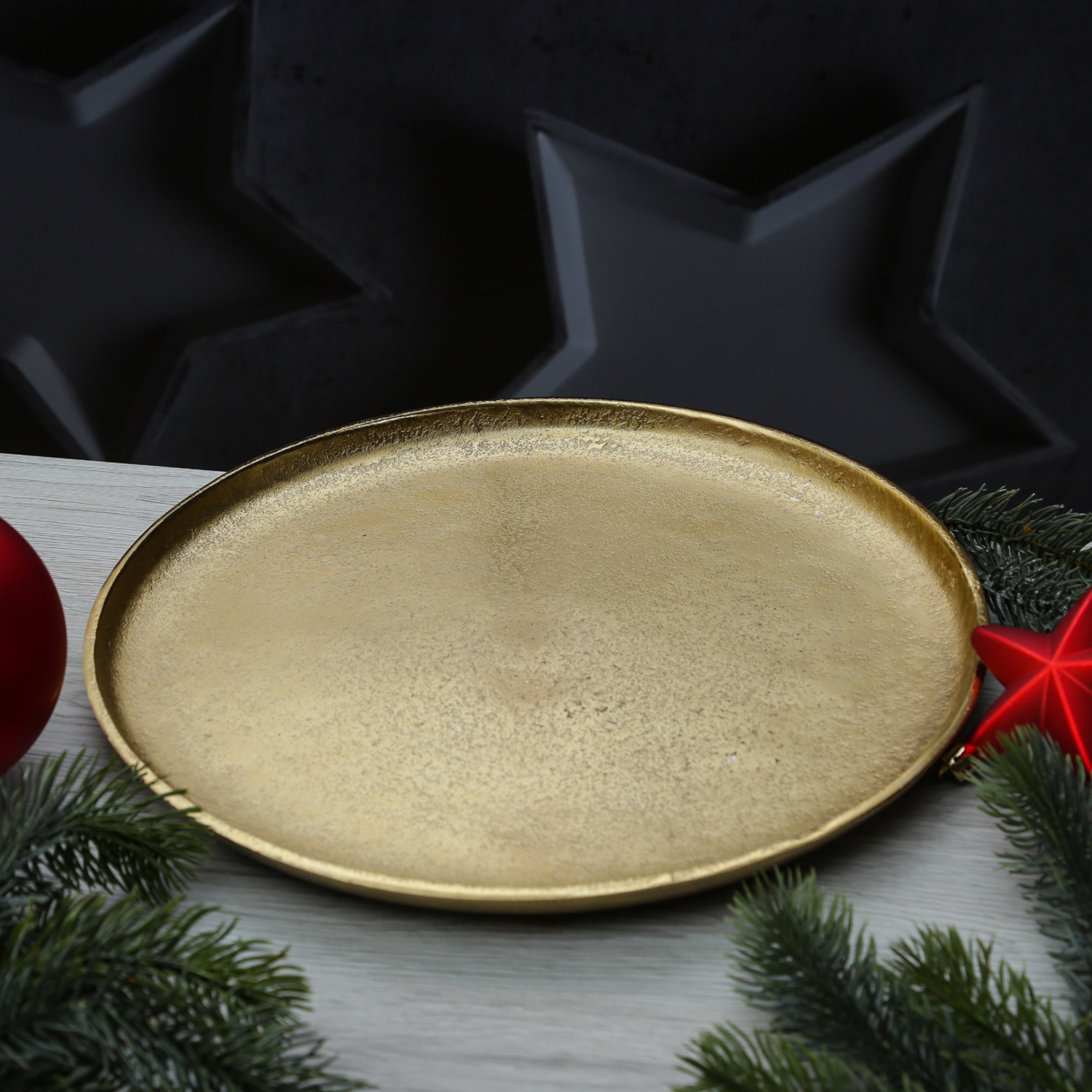 Dekoteller - Dekotablett - Kerzenteller - Aluminium - D: 30cm - rund - gold Dekoteller - Dekotablett - Kerzenteller - Aluminium - D: 30cm - rund - gold