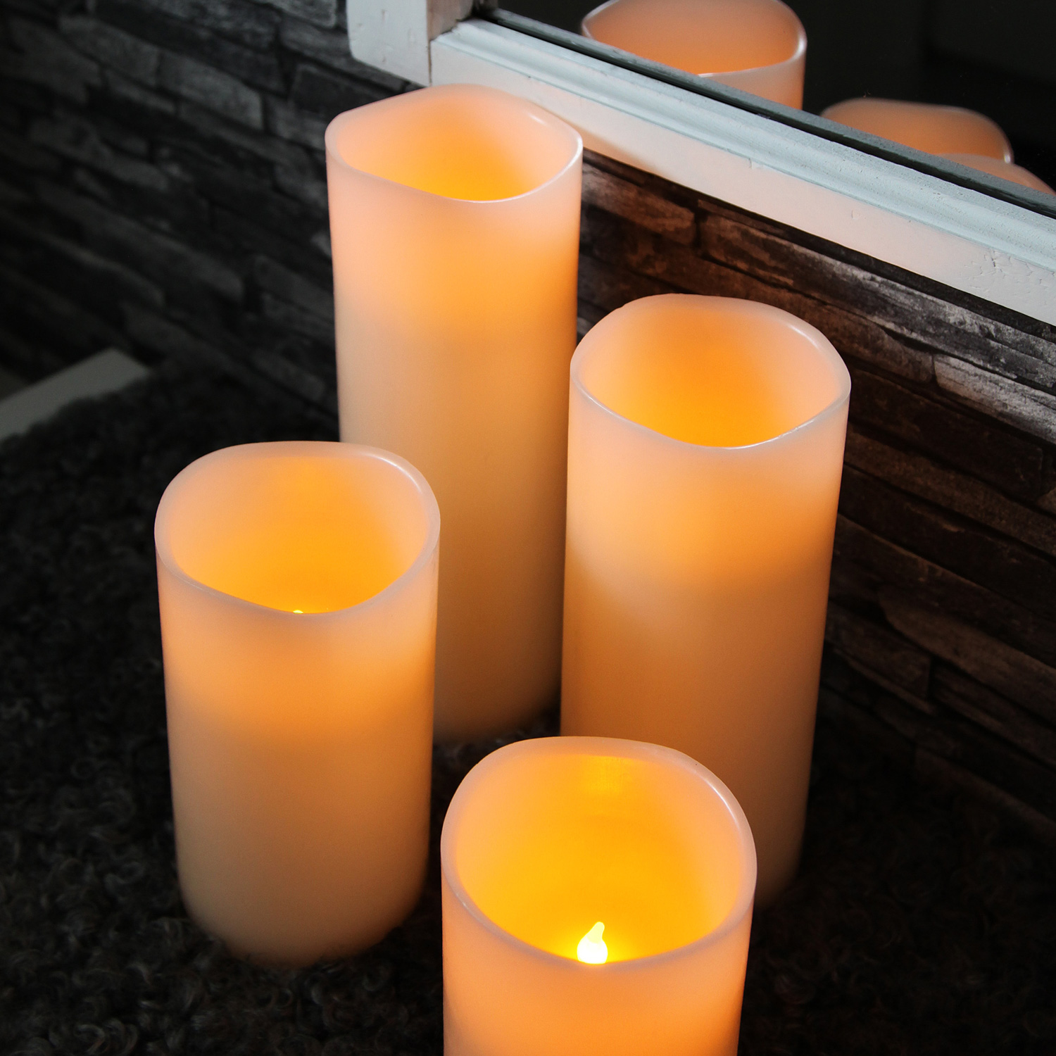 LED Kerze Big - Echtwachs - flackernde gelbe LED - Timer - Batteriebetrieb - H: 15cm D: 10cm - creme LED Kerze Big - Echtwachs - flackernde gelbe LED - Timer - Batteriebetrieb - H: 15cm D: 10cm - creme