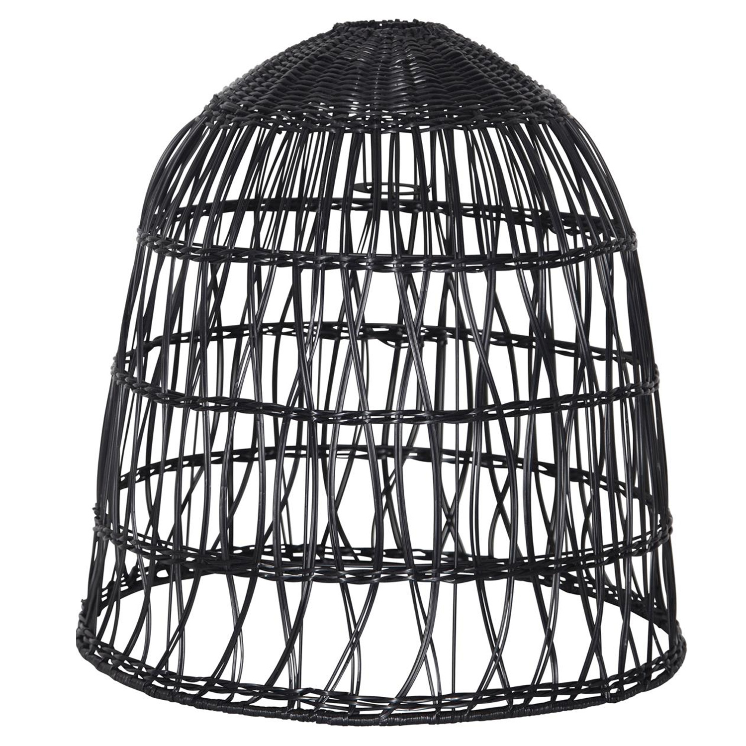 Lampenschirm BELL wetterfest - Rattan-Optik - für E27 Fassungen - D: 48cm/H: 50cm - schwarz