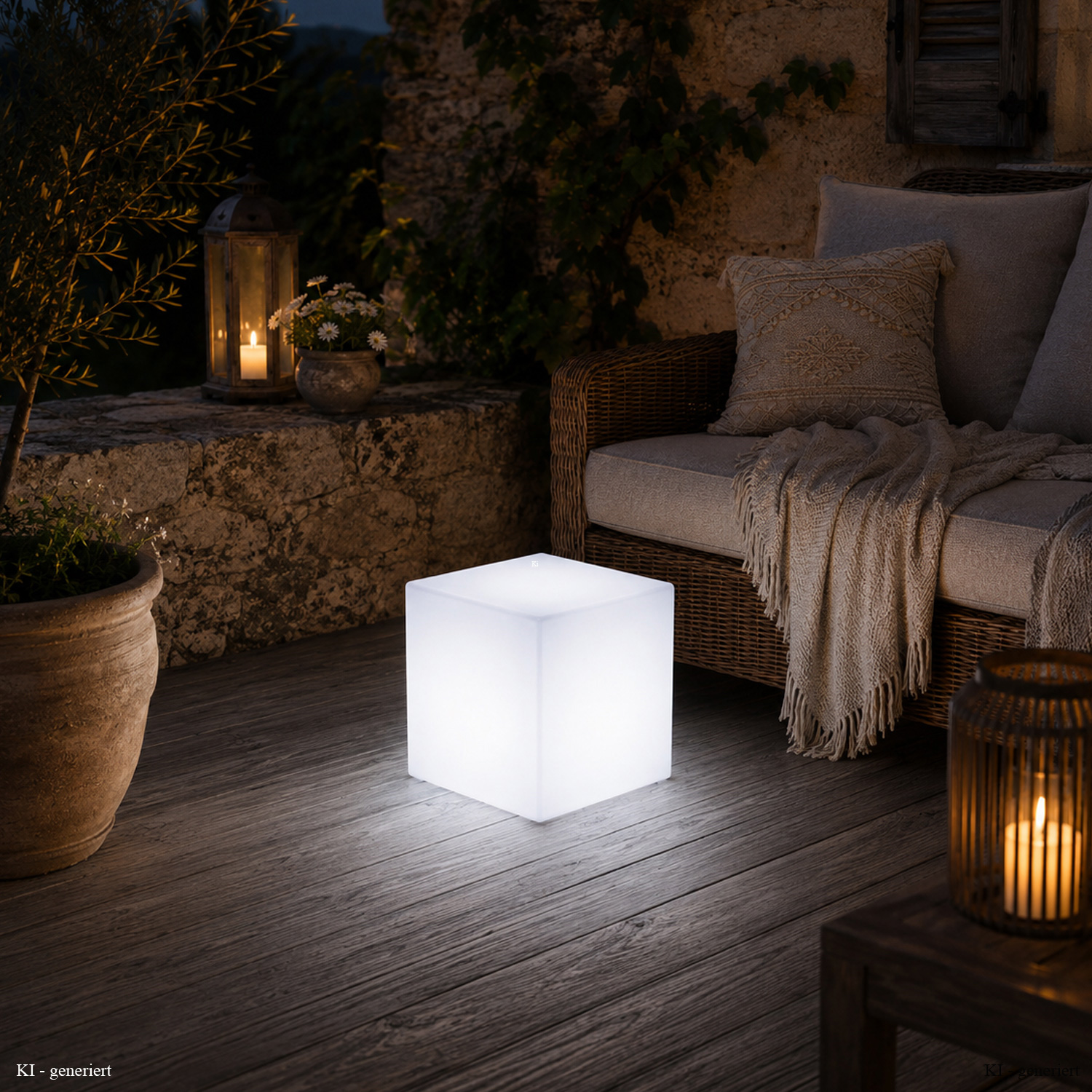 LED Würfel outdoor - Leuchtwürfel 30x30cm - E27 Fassung - kaltweiße 1W LED