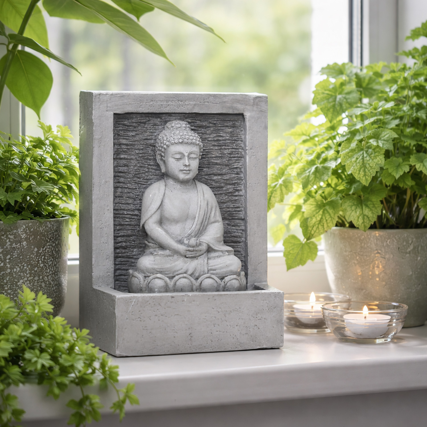 Brunnen Buddha polyresin Hochspannung Indoor 2col ass