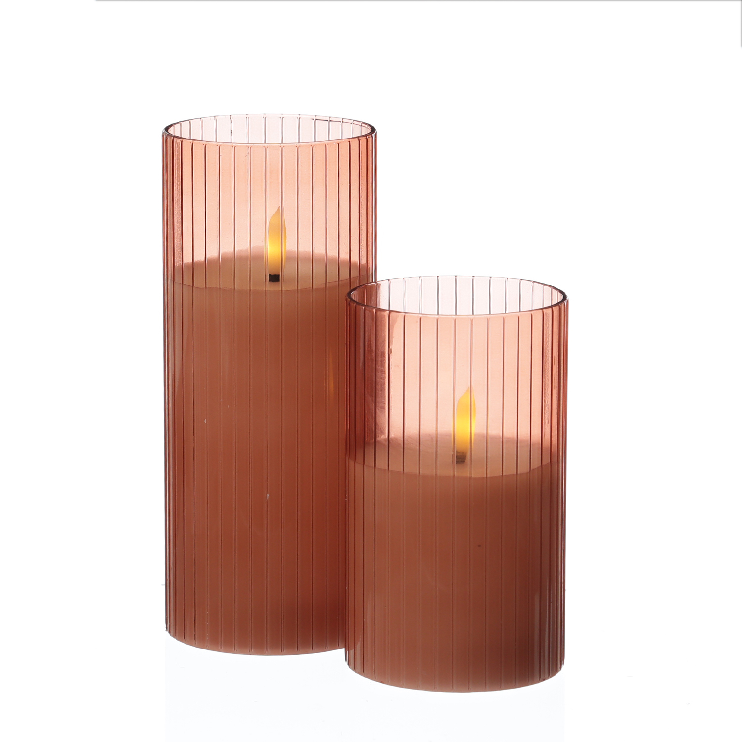 LED Kerze im Glas - Windlicht - Echtwachs - 3D Flamme - Timer - H: 17,5cm - D: 7,5cm - rosa LED Kerze im Glas - Windlicht - Echtwachs - 3D Flamme - Timer - H: 17,5cm - D: 7,5cm - rosa