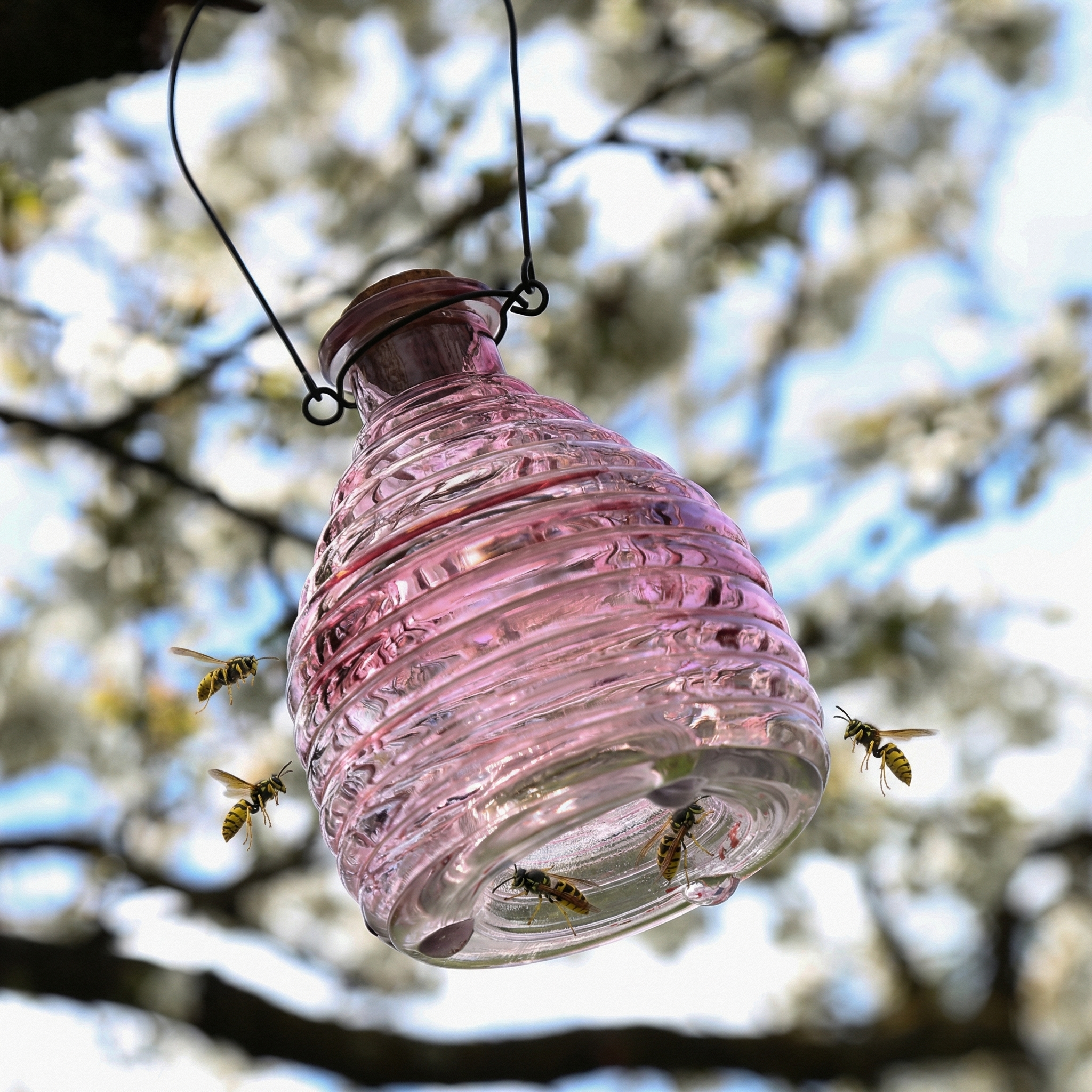 Wespenfänger HONIGTOPF - Wespenfalle - geriffeltes Glas - D: 13cm - H: 17cm