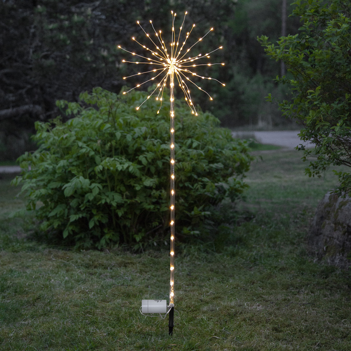 LED Dekostab "Firework" - H: 100cm - 152 warmweiße LED - Batteriebetrieb - 8 Funktionen - outdoor
