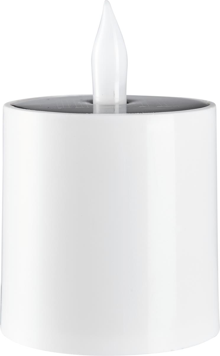 LED Solar Kerze Saul - flackernde gelbe LED - H: 11cm - D: 7,3cm - Dämmerungssensor - weiß LED Solar Kerze Saul - flackernde gelbe LED - H: 11cm - D: 7,3cm - Dämmerungssensor - weiß