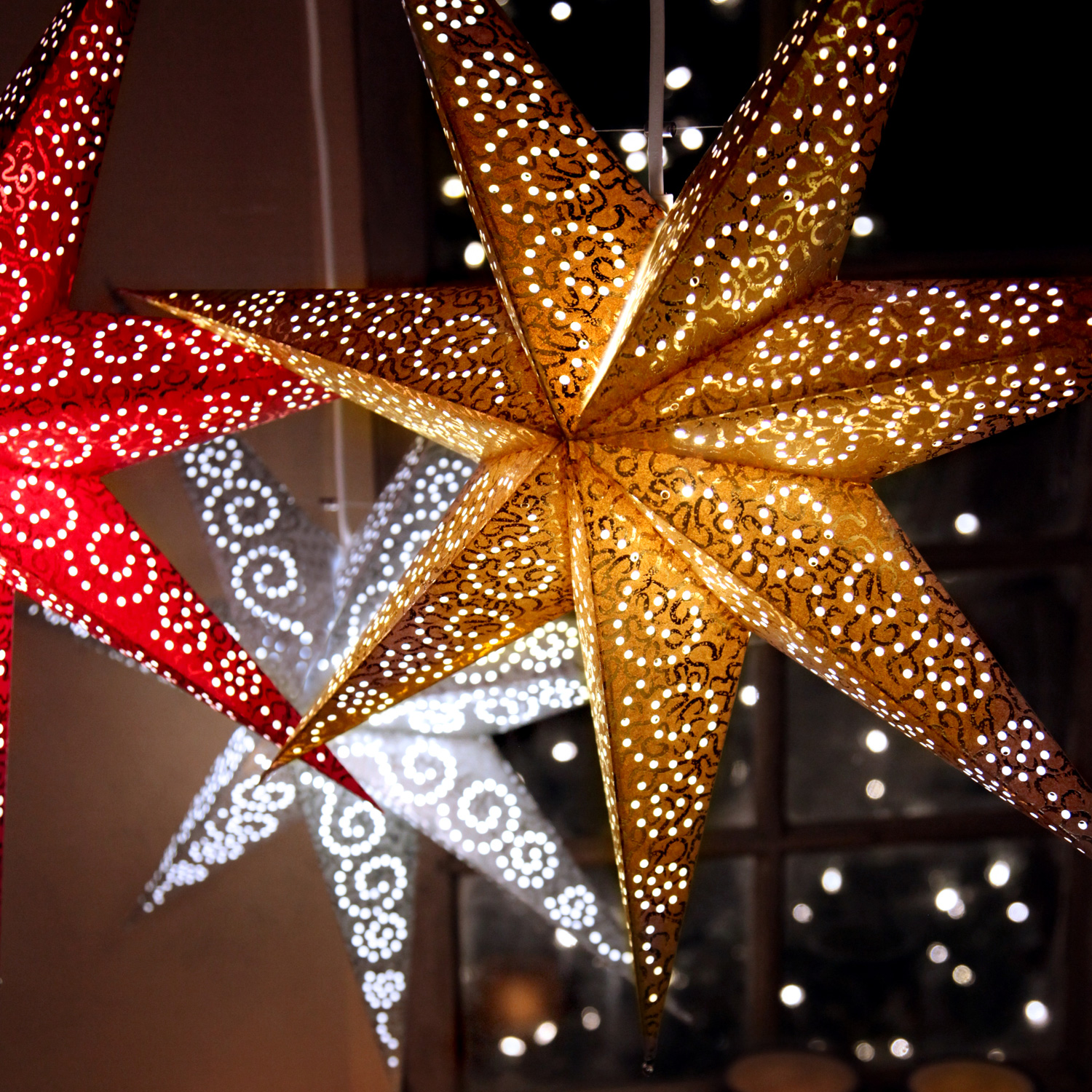 Papierstern Antique - hängend - 7-zackig - D: 60cm - E14 Fassung - inkl. Kabel - gold Papierstern Antique - hängend - 7-zackig - D: 60cm - E14 Fassung - inkl. Kabel - gold
