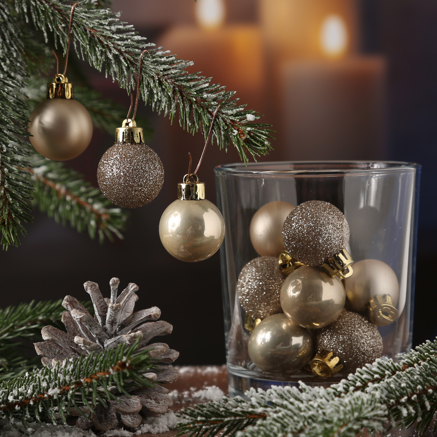 Christbaumkugel - Weihnachtskugel - bruchfest - D: 3cm - glänzend matt glitzernd - creme - 14er Set Christbaumkugel - Weihnachtskugel - bruchfest - D: 3cm - glänzend matt glitzernd - creme - 14er Set