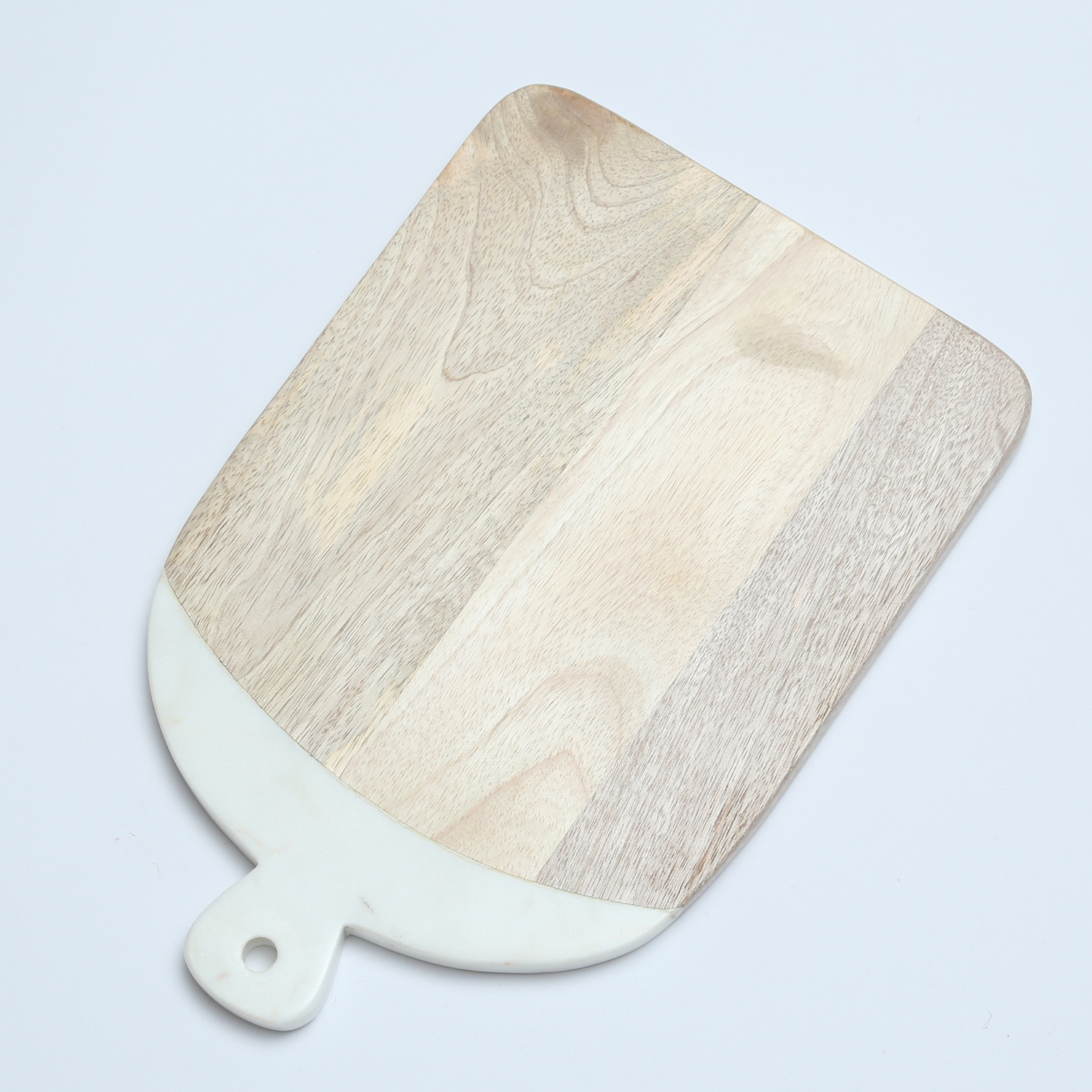 Schneidebrett - Vesperbrett - Mangoholz und Marmor - Aufhängung - L: 30cm - braun, weiß