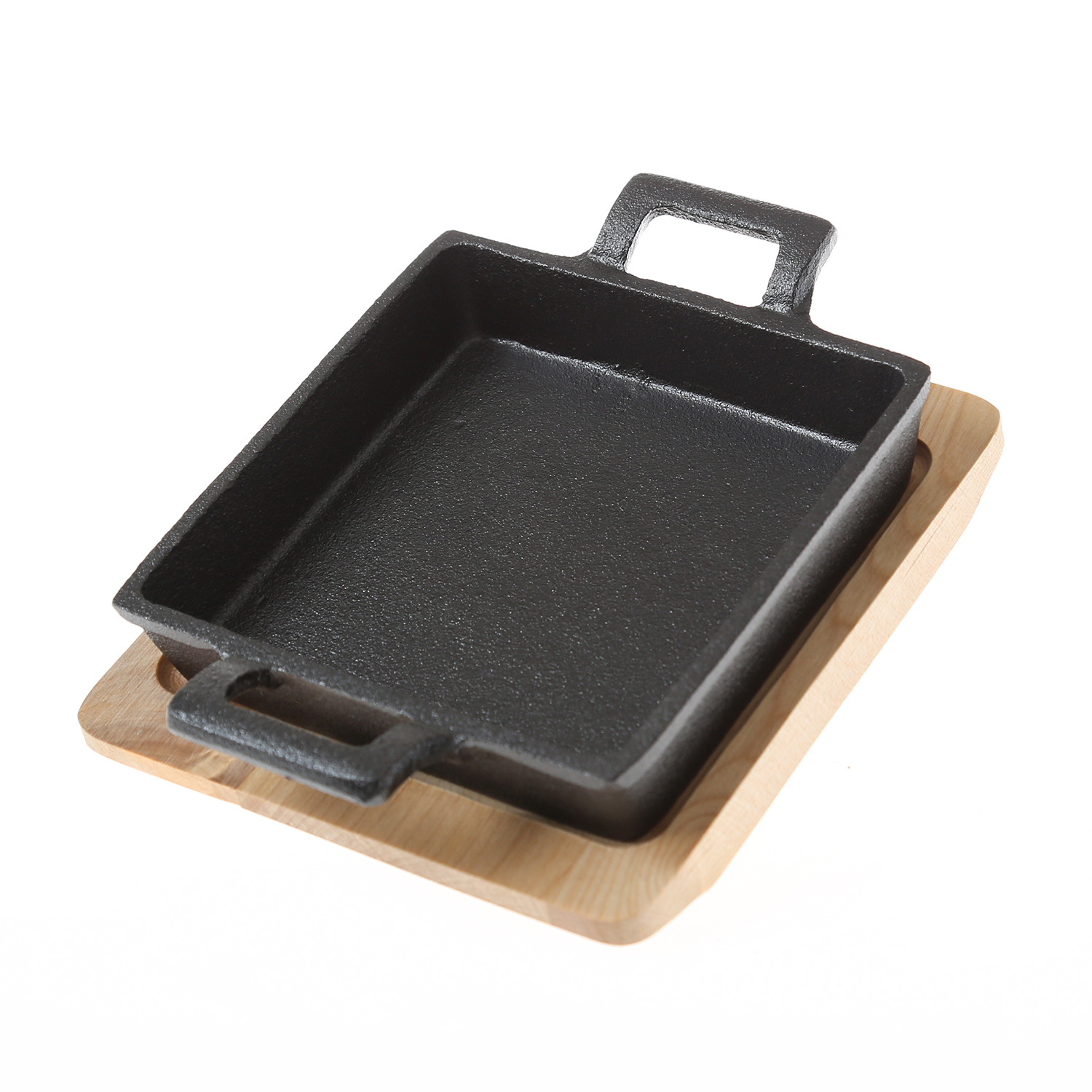 Feuerpfännchen 14x14 cm mit 2 Henkel - Gusspfanne aus hochwertigem Gusseisen - Servierpfanne