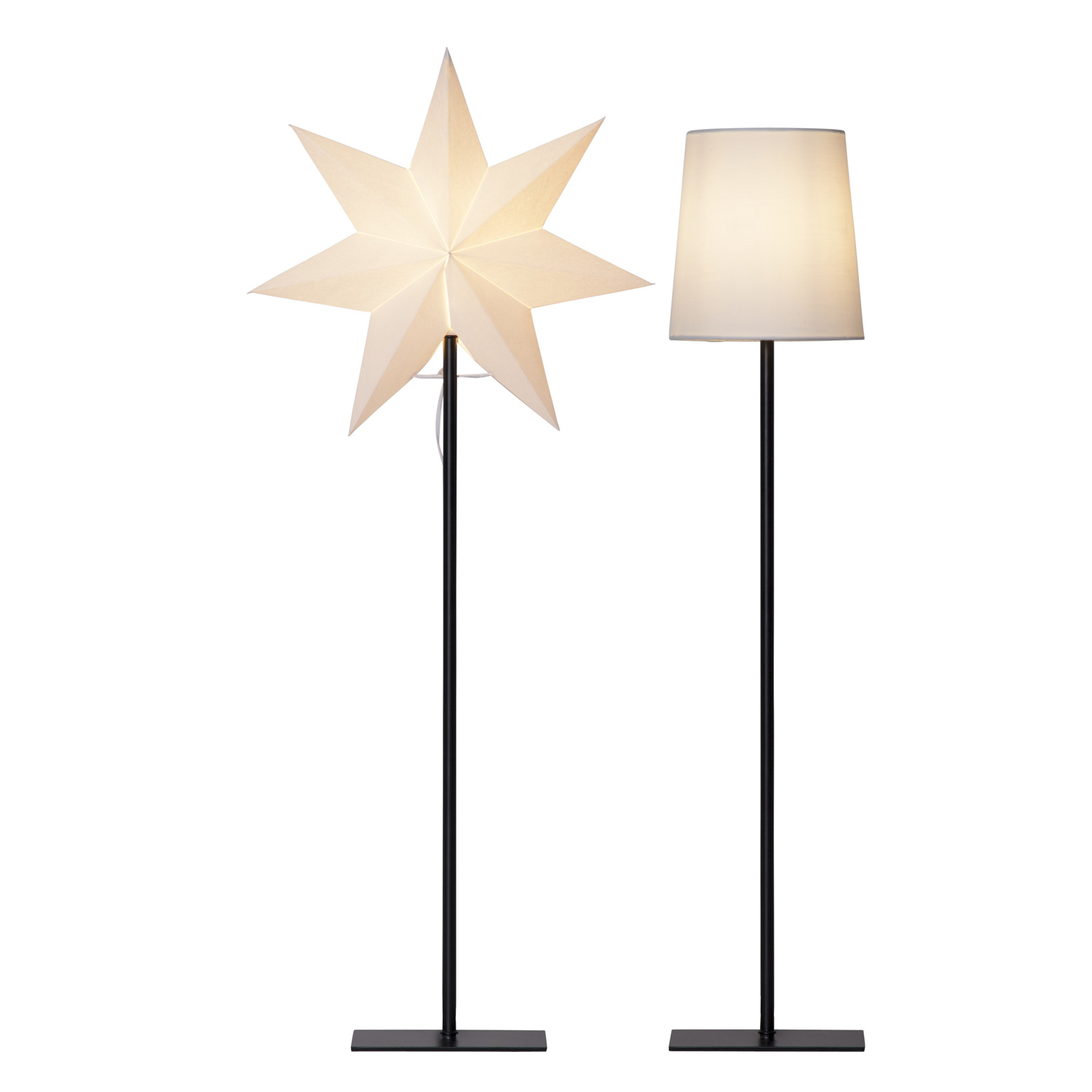 Papierstern/Dekoleuchte "Frozen" - stehend - 7-zackig - Ø 35cm, H: 85cm - E14 - inkl. Kabel - weiß Papierstern/Dekoleuchte "Frozen" - stehend - 7-zackig - Ø 35cm, H: 85cm - E14 - inkl. Kabel - weiß