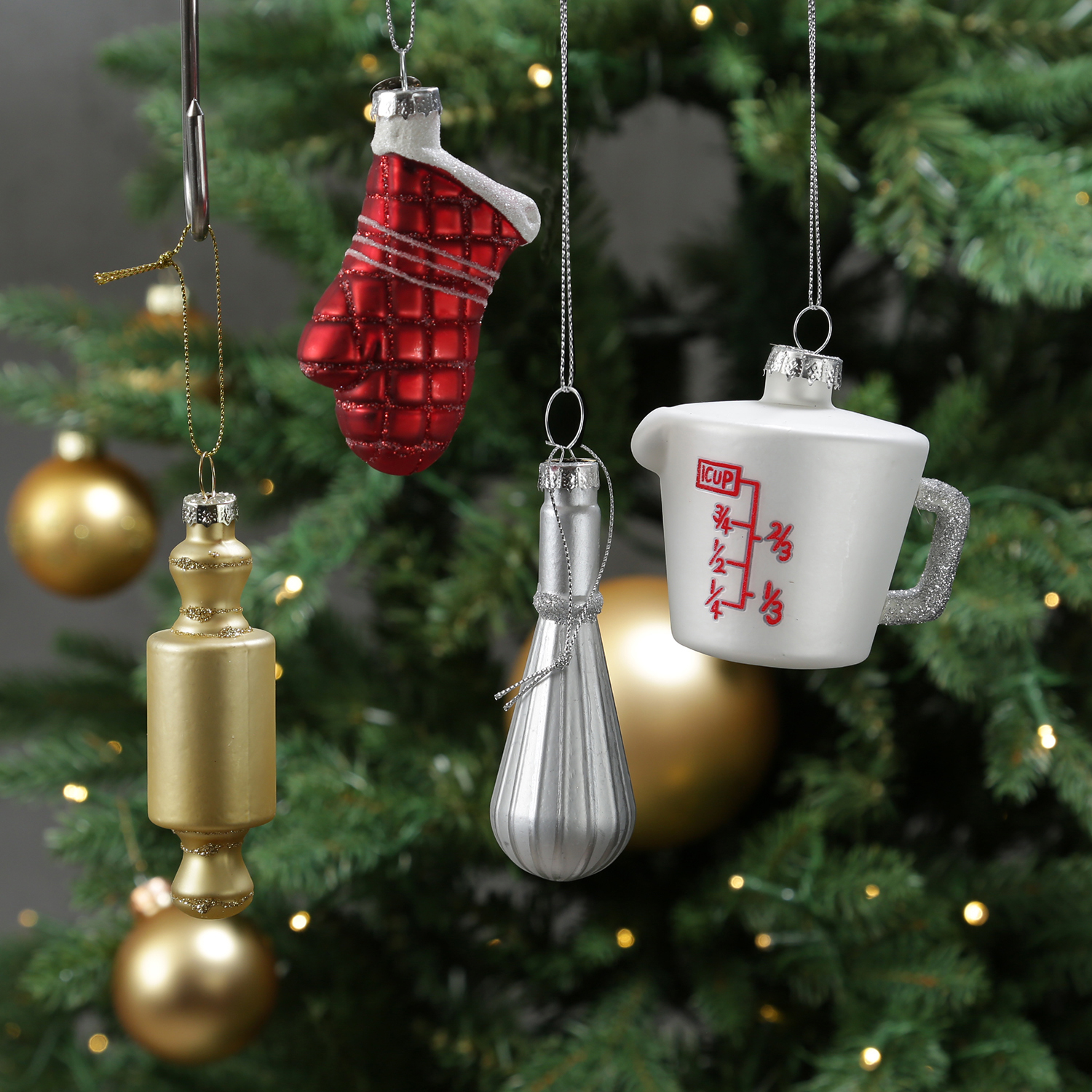 Weihnachtsbaumschmuck Schneebesen - Glas - Christbaumschmuck - H: 10cm - silber Weihnachtsbaumschmuck Schneebesen - Glas - Christbaumschmuck - H: 10cm - silber