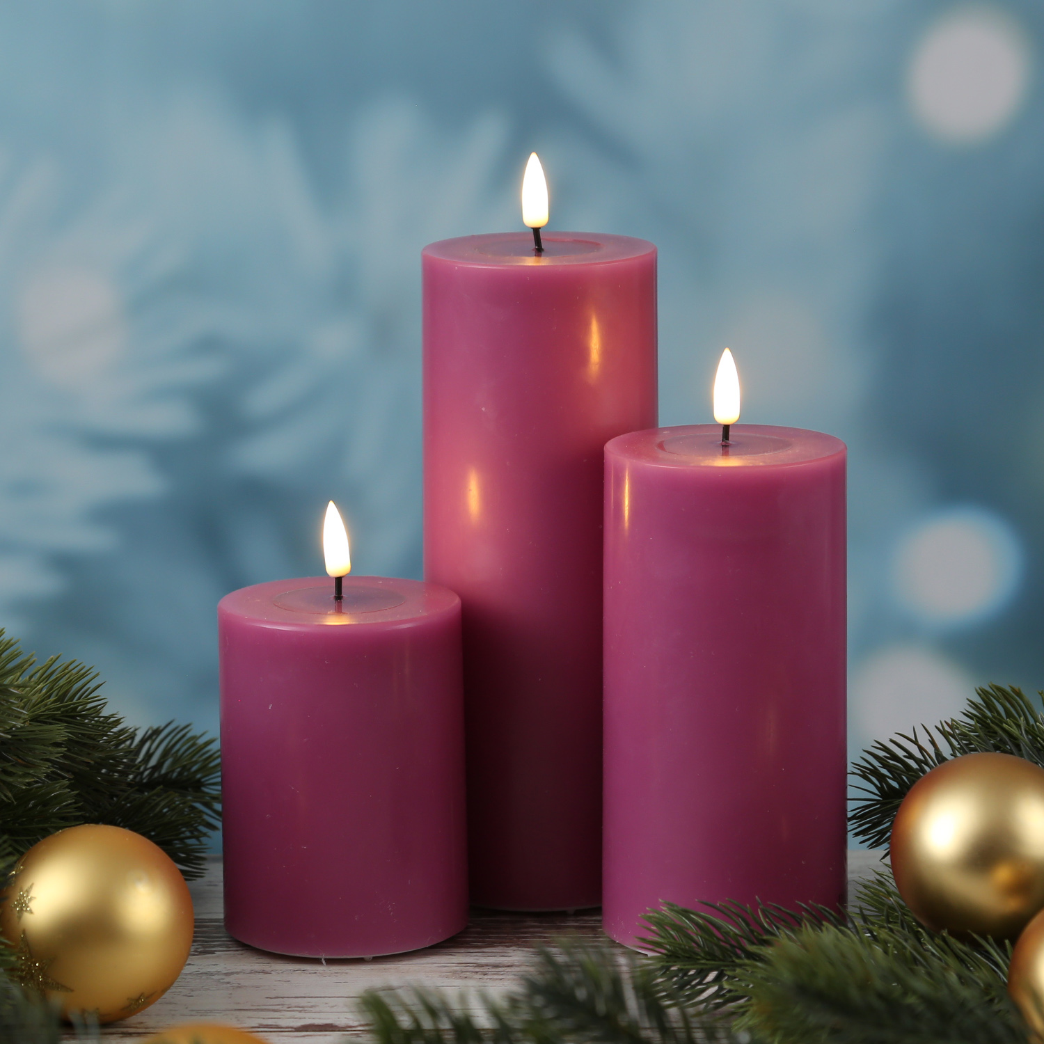 LED Stumpenkerze MIA - Echtwachs - realistische 3D Flamme - H: 10cm - D: 7,5cm - malve LED Stumpenkerze MIA - Echtwachs - realistische 3D Flamme - H: 10cm - D: 7,5cm - malve