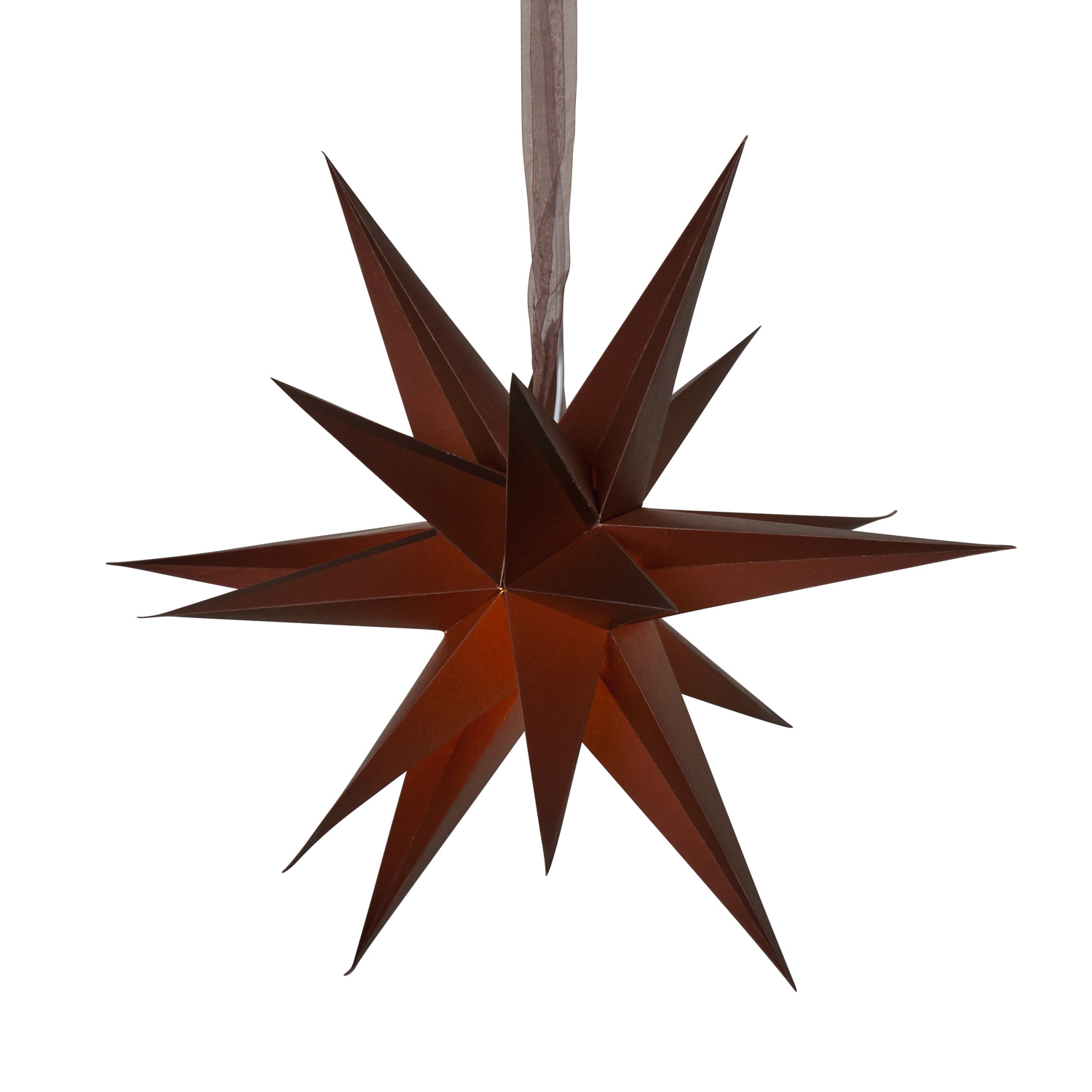 Papierstern DECEMBER - 3D Stern mit Dekoband - hängend - 18-zackig - D: 45cm - braun Papierstern DECEMBER - 3D Stern mit Dekoband - hängend - 18-zackig - D: 45cm - braun