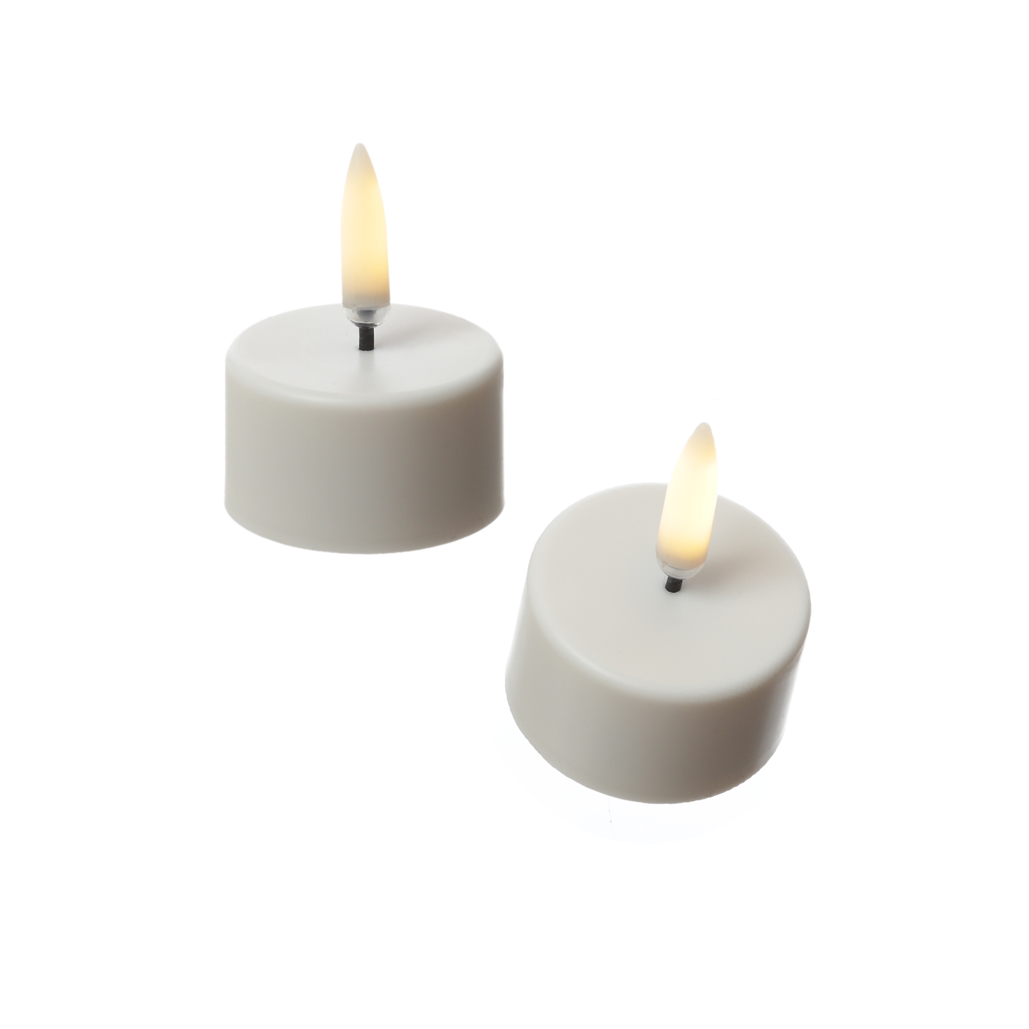 LED Mini Teelichter - 2 wiederaufladbare LED Teelichter - D: 4cm - Timer - weiß - für Außen LED Mini Teelichter - 2 wiederaufladbare LED Teelichter - D: 4cm - Timer - weiß - für Außen
