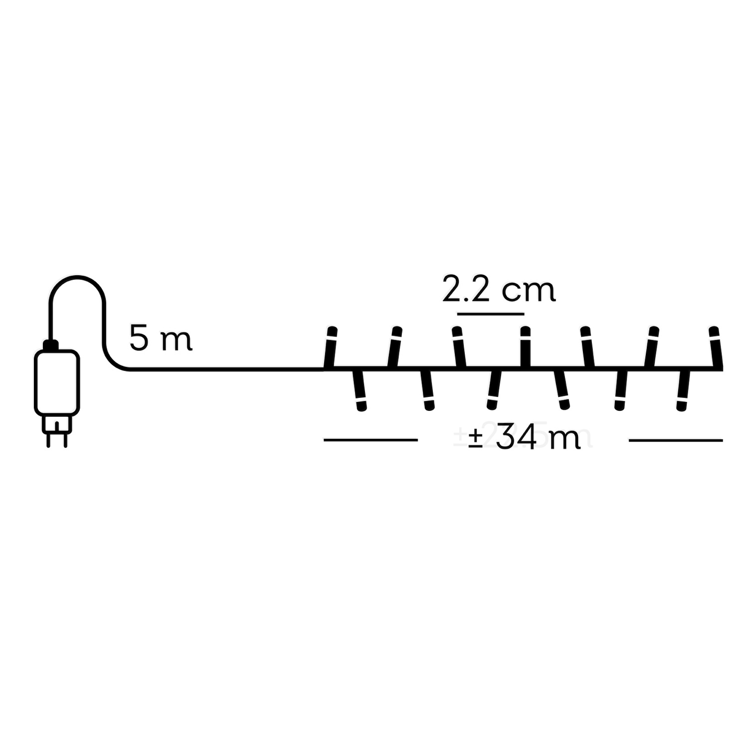 LED Lichterkette - Weihnachtslichterkette - 1500 bernstein LED - L: 34m - 8Modi/ Timer - Außen