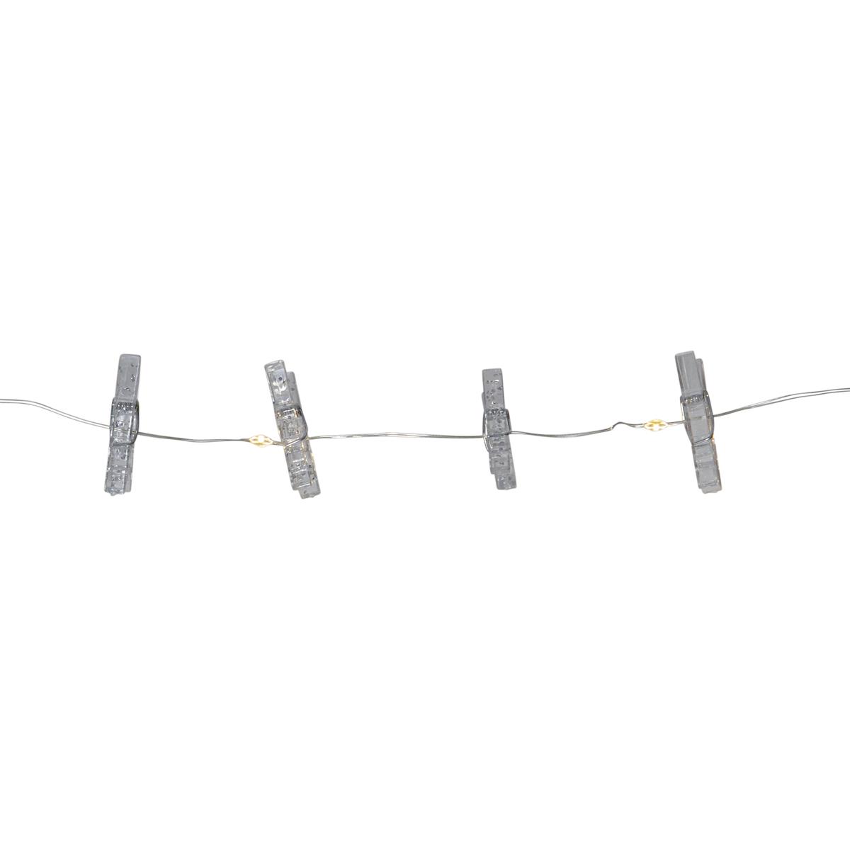 LED Clip Lichterkette - 16 Wäscheklammern - 30 warmweiße LED - 2,9m - Timer - Batterie - transparent LED Clip Lichterkette - 16 Wäscheklammern - 30 warmweiße LED - 2,9m - Timer - Batterie - transparent
