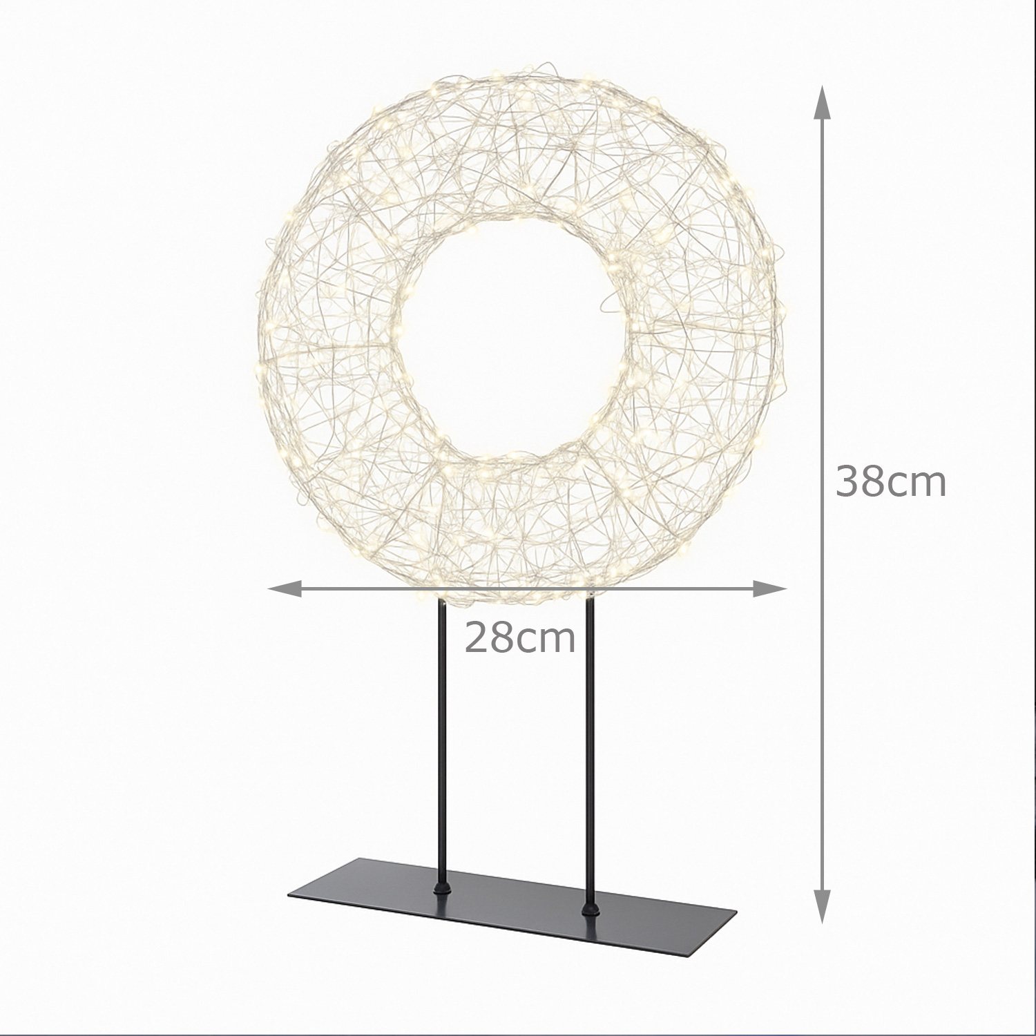 LED Kranz - Leuchtkranz stehend - 300 warmweiße LED - H: 38cm - Timer - für Innen/Außen LED Kranz - Leuchtkranz stehend - 300 warmweiße LED - H: 38cm - Timer - für Innen/Außen