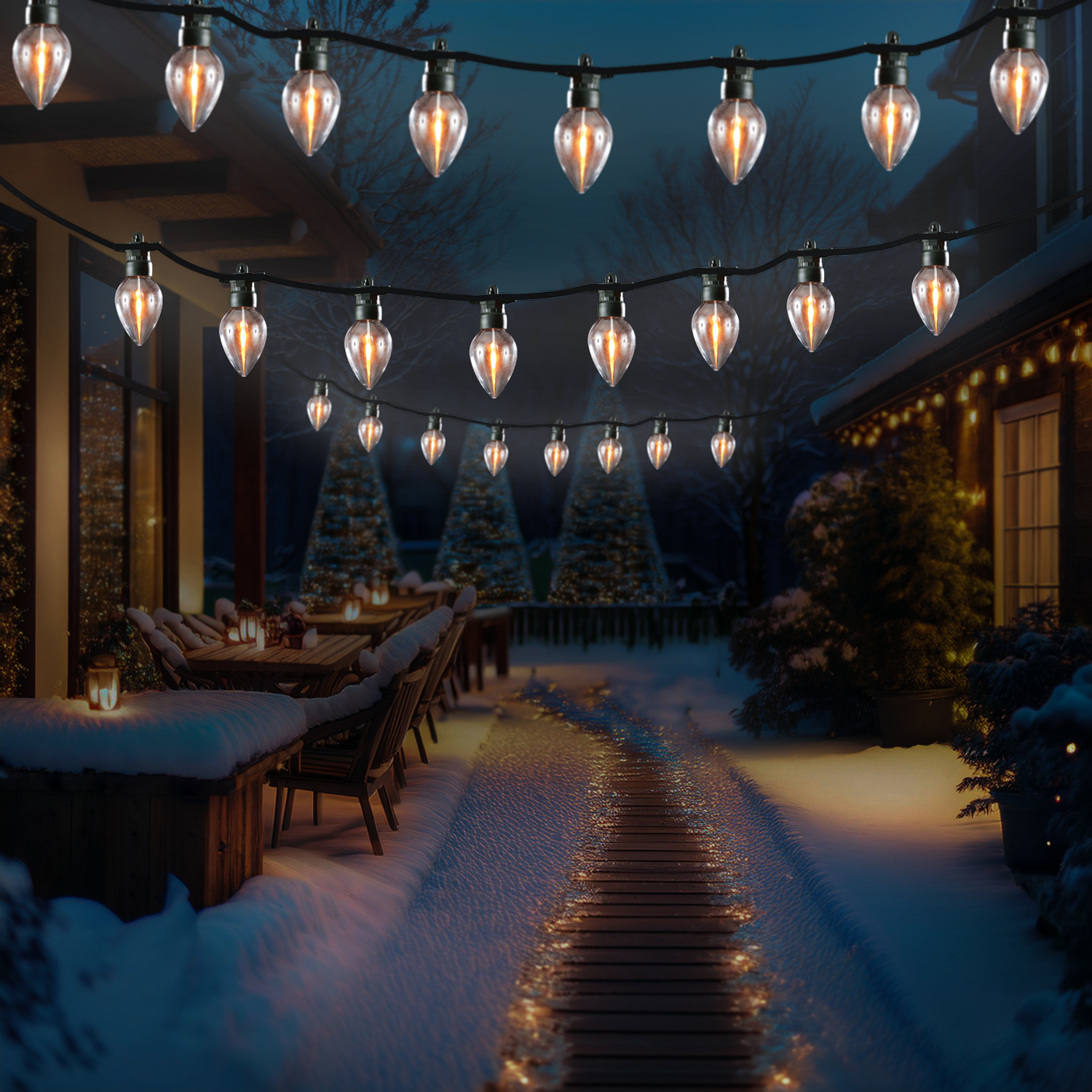 LED Lichterkette mit 8 flackernden Kerzenlampen - Flammeneffekt - L- 3-5m - Timer - für Aussen LED Lichterkette mit 8 flackernden Kerzenlampen - Flammeneffekt - L- 3-5m - Timer - für Aussen