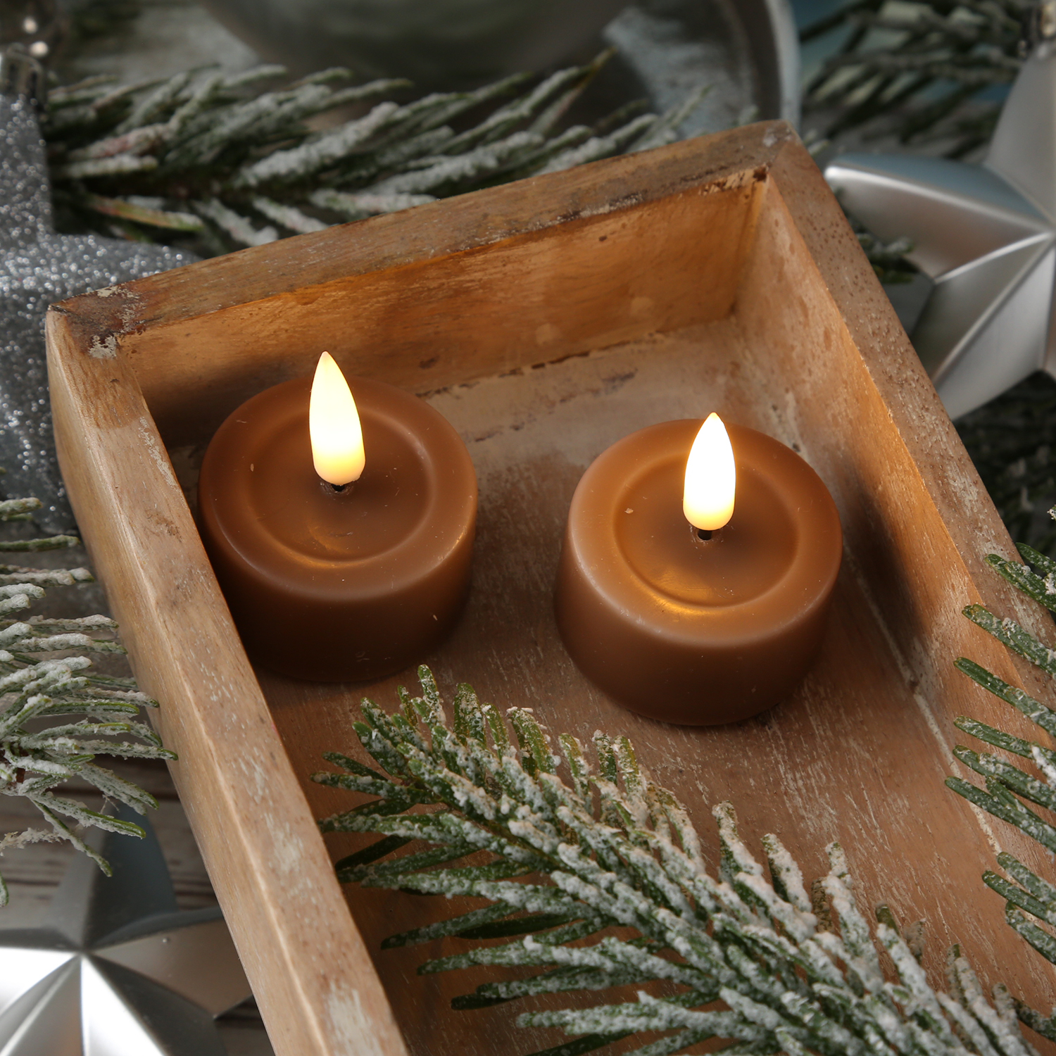 LED Teelichter MIA - Kunststoff - realistische 3D Flamme - D: 4,1cm - karamell - 2 Stk LED Teelichter MIA - Kunststoff - realistische 3D Flamme - D: 4,1cm - karamell - 2 Stk