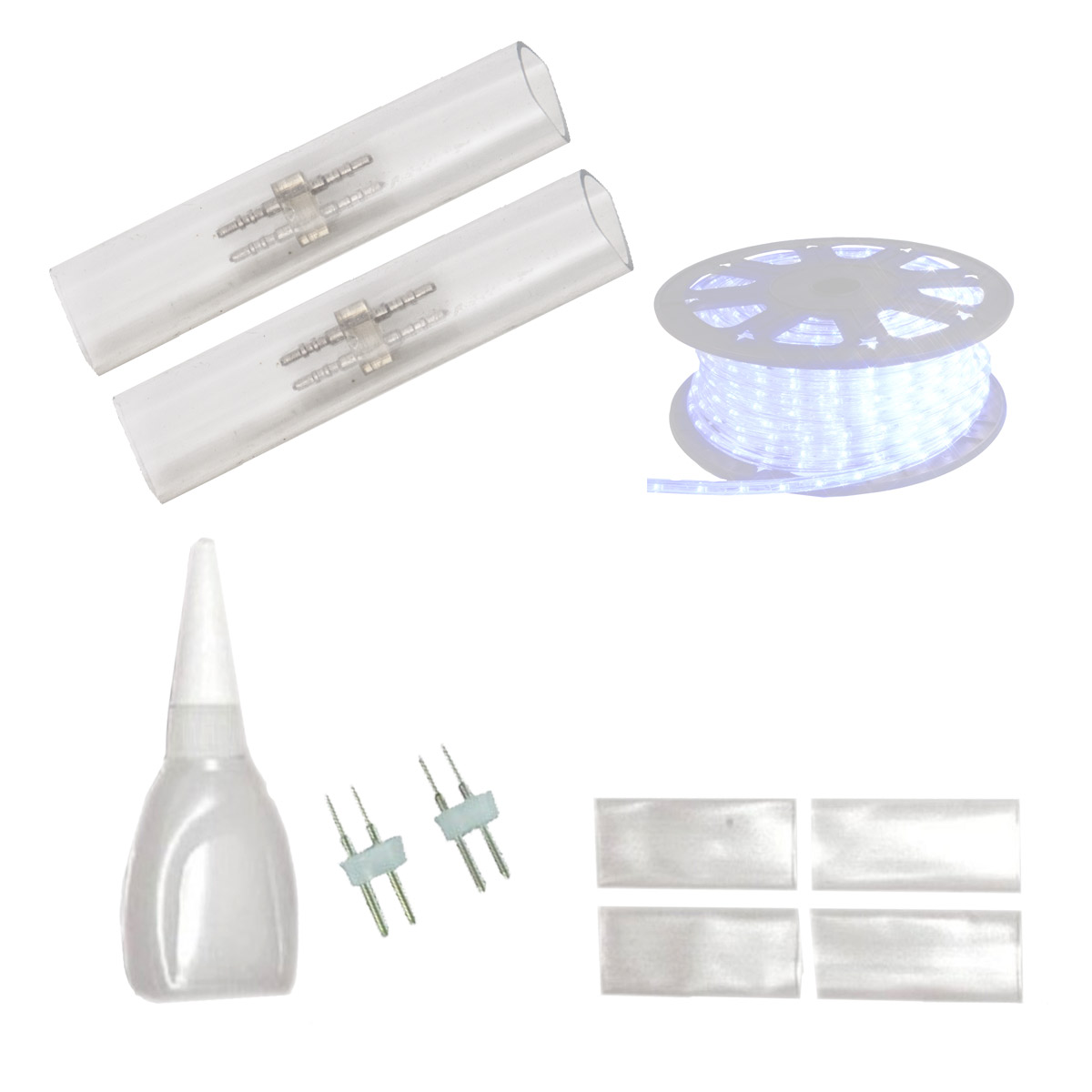 Verbindungsstück für Lichtschlauch - 2er Set mit Schrumpfschlauch, Verbinder und Klebstoff Verbindungsstück für Lichtschlauch - 2er Set mit Schrumpfschlauch, Verbinder und Klebstoff