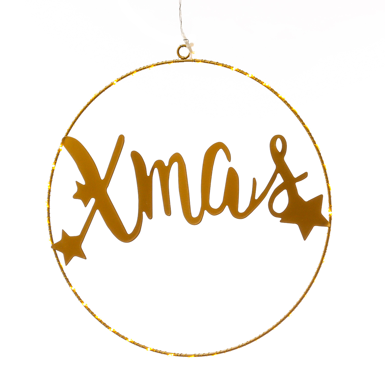 LED Lichtkranz XMAS - Dekoring - 44 warmweiße LED - D: 30cm - Batteriebetrieb - gold LED Lichtkranz XMAS - Dekoring - 44 warmweiße LED - D: 30cm - Batteriebetrieb - gold