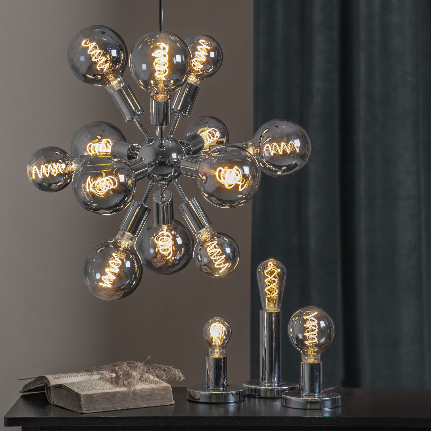 Lampenhalterung GLANS - Tischleuchte - E27 - rund - stehend - Kabel mit Schalter - silber Lampenhalterung GLANS - Tischleuchte - E27 - rund - stehend - Kabel mit Schalter - silber