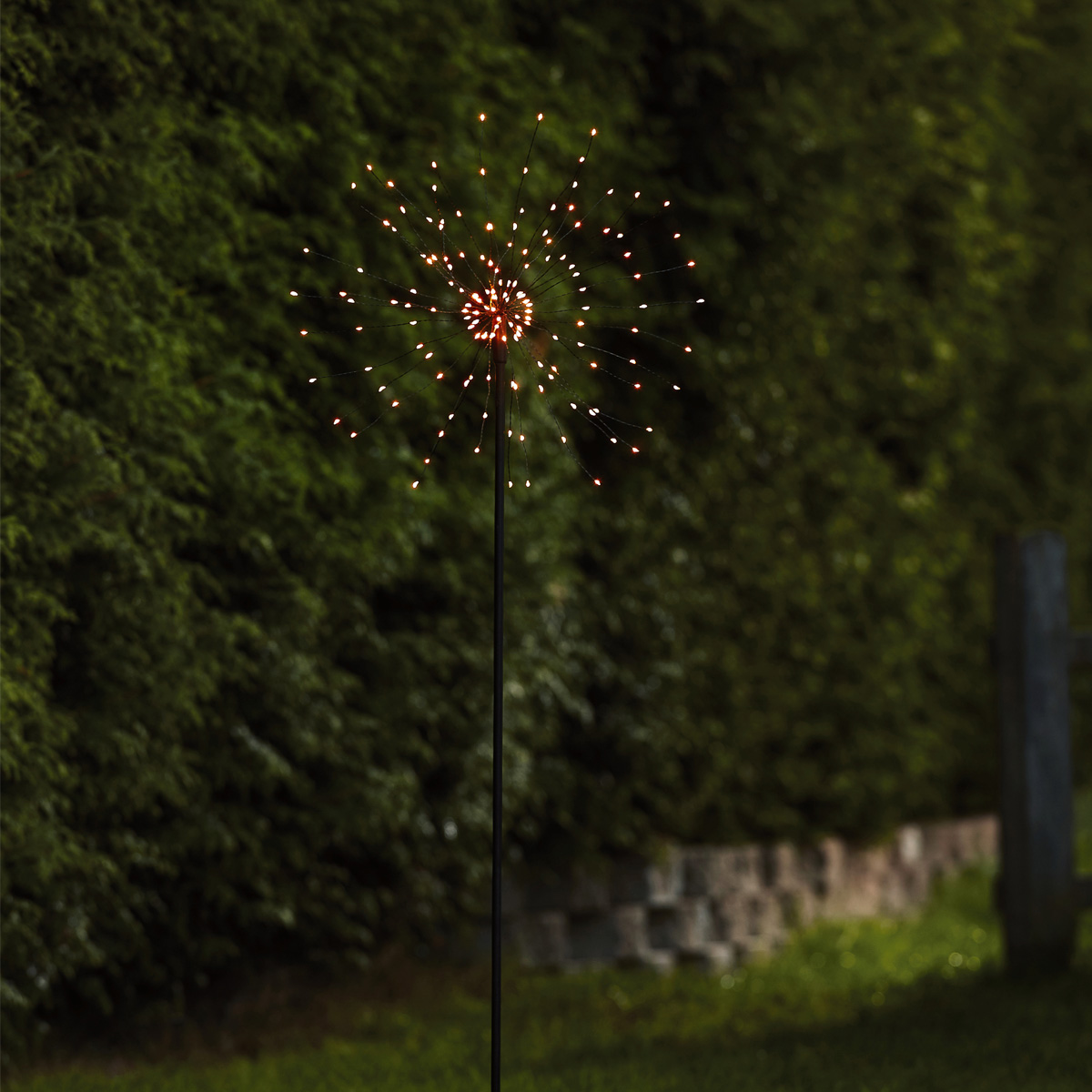 LED Dekostab "Firework" - H: 110cm - 160 kleine warmweiße LED - inkl. Trafo - outdoor - schwarz