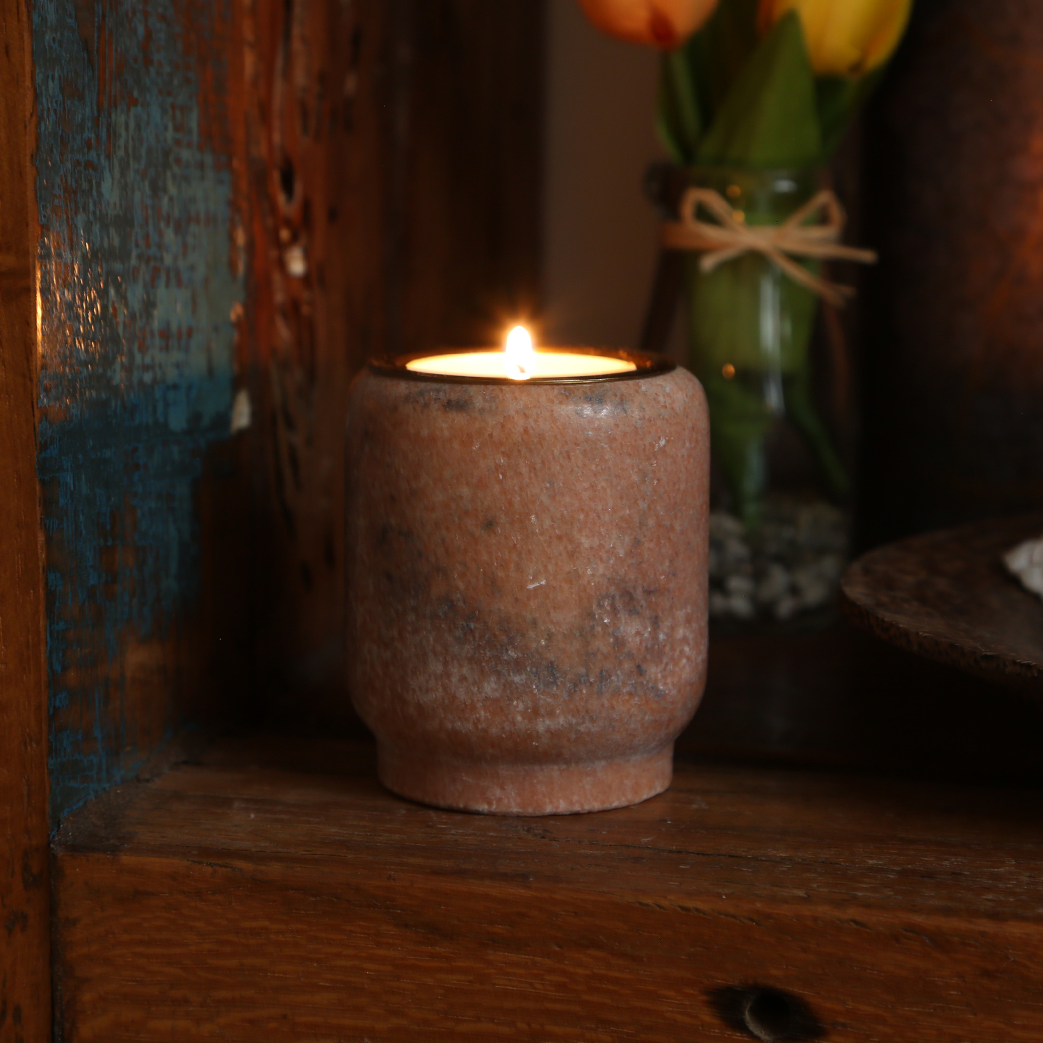 Teelichthalter Marmor - für Teelichter oder LED Teelichter - H: 7cm - D: 6cm - rosa Teelichthalter Marmor - für Teelichter oder LED Teelichter - H: 7cm - D: 6cm - rosa