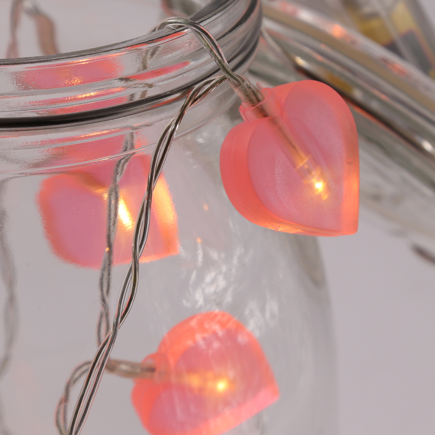 LED Lichterkette Herzen - 10 warmweiße LED - L: 90cm - Batteriebetrieb - rosa LED Lichterkette Herzen - 10 warmweiße LED - L: 90cm - Batteriebetrieb - rosa