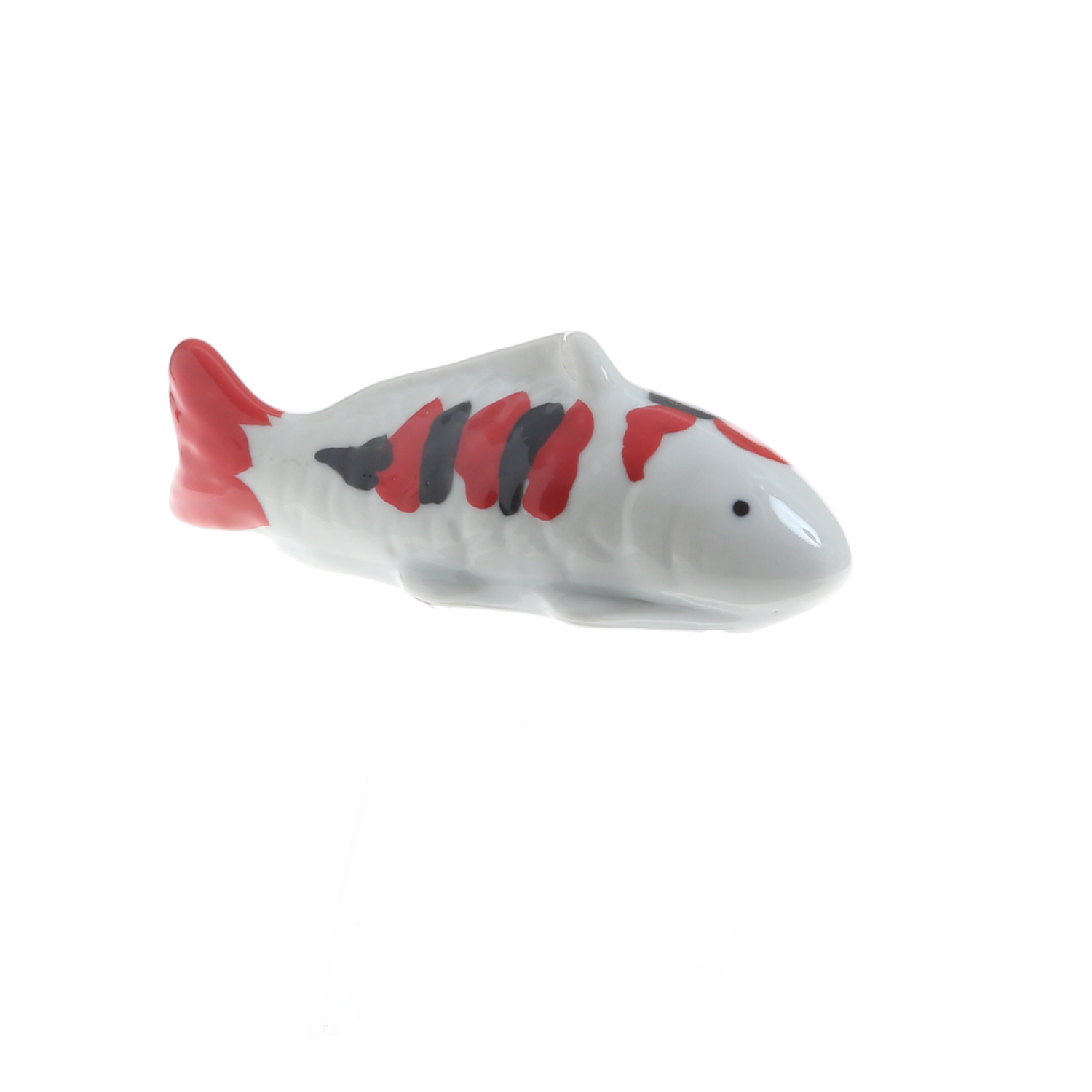 Teichdeko Fisch ZEUS - Dekofigur - Porzellan - schwimmend - L: 10cm - weiß, schwarz, rot
