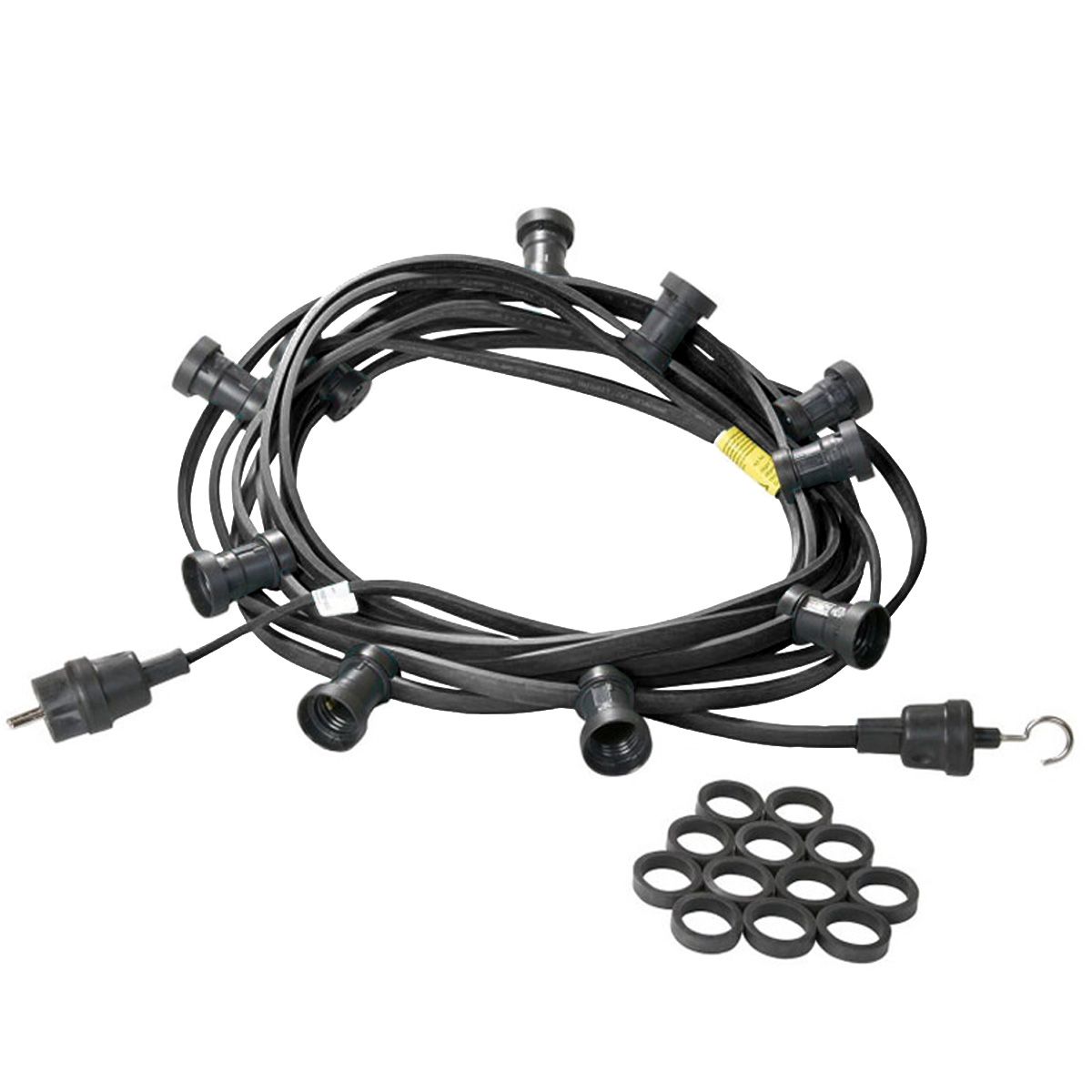 Illu-/Partylichterkette 20m - Außenlichterkette schwarz - Made in Germany- 20 kaltweiße LED Kugellampen