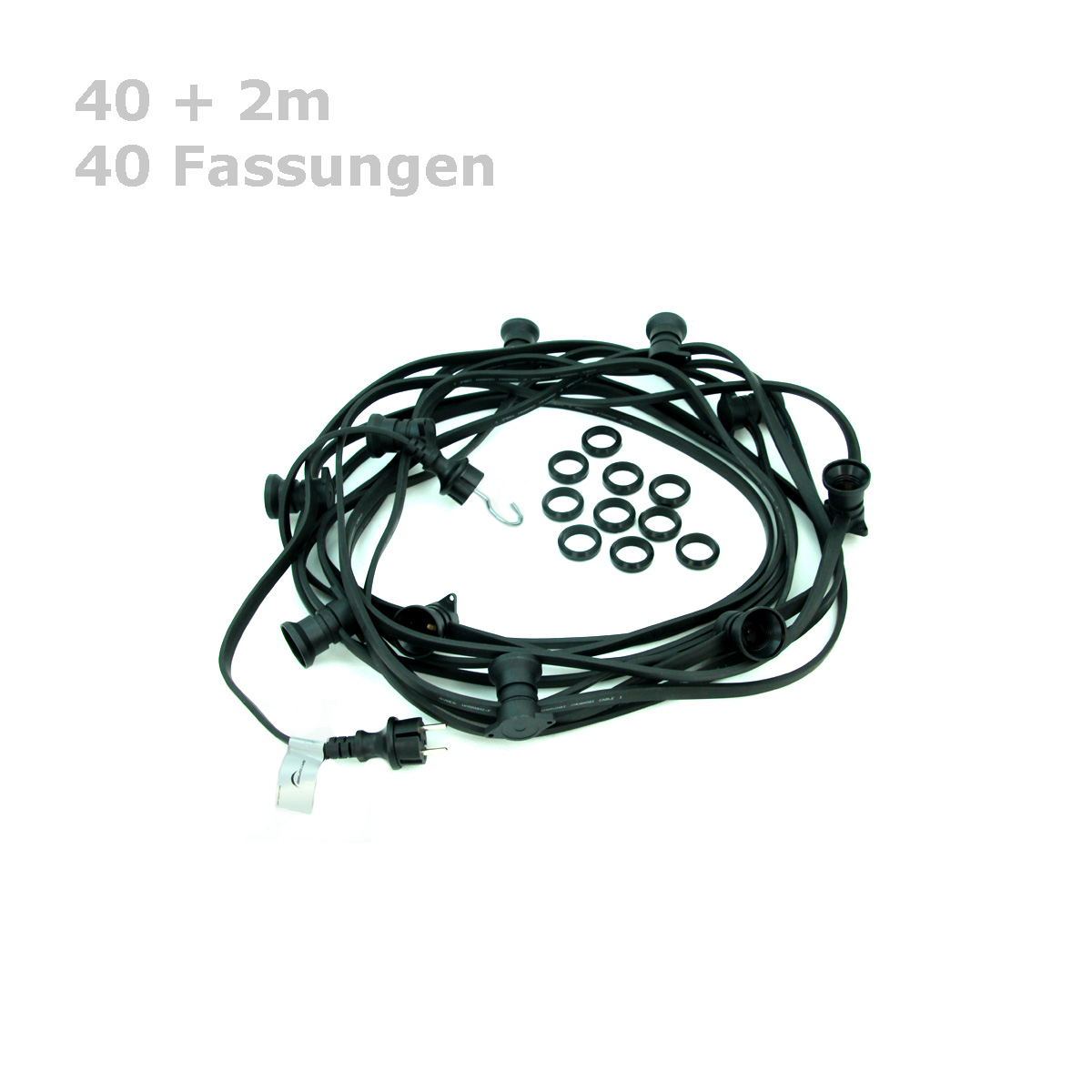ILLU-Lichterkette 40m - 40xE27 | IP44 | ohne Leuchtmittel | SATISFIRE