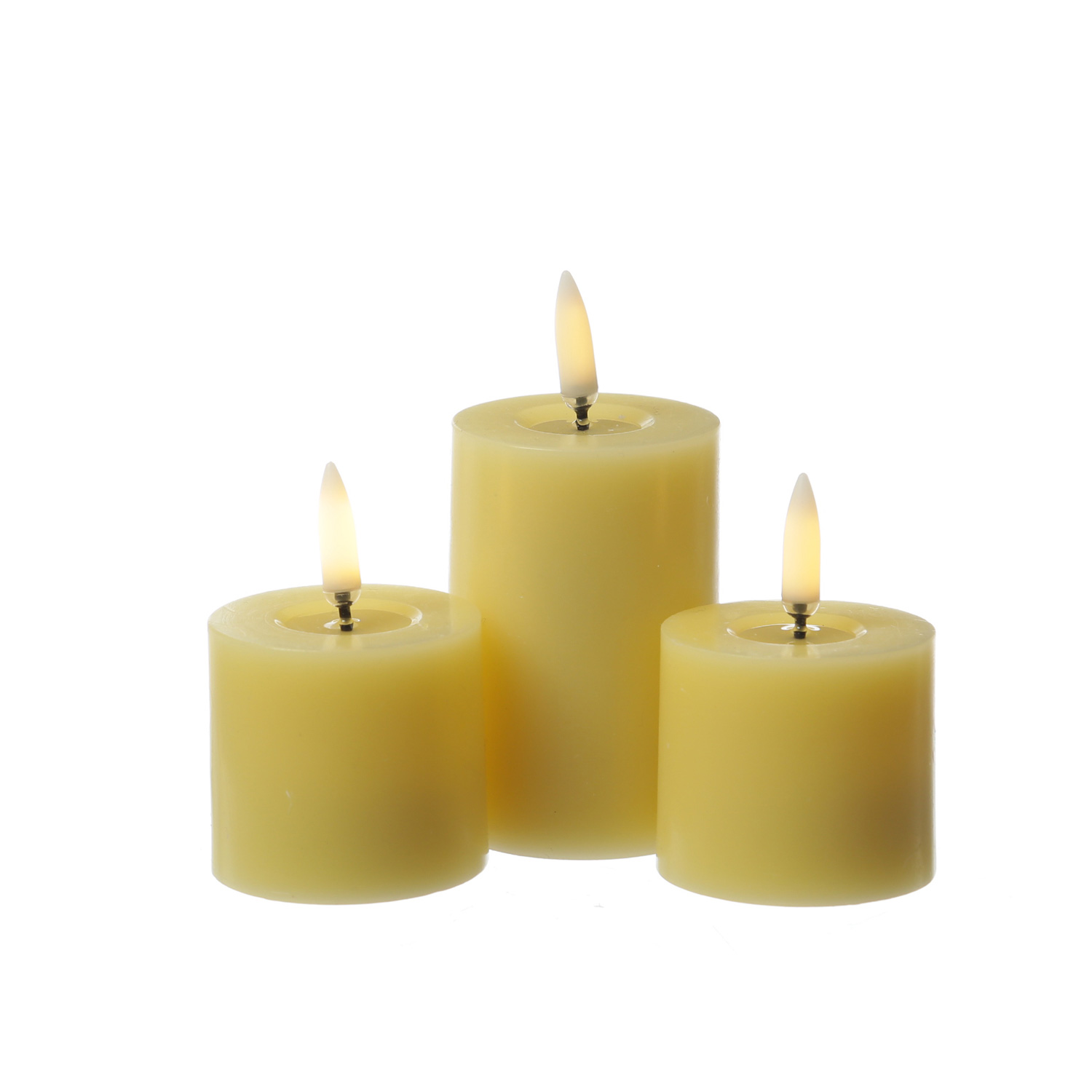 LED Mini Kerze THEA - Echtwachs - 3D Flamme mit Wachsspiegel - D: 5cm - H: 4,5cm - Timer - gelb LED Mini Kerze THEA - Echtwachs - 3D Flamme mit Wachsspiegel - D: 5cm - H: 4,5cm - Timer - gelb