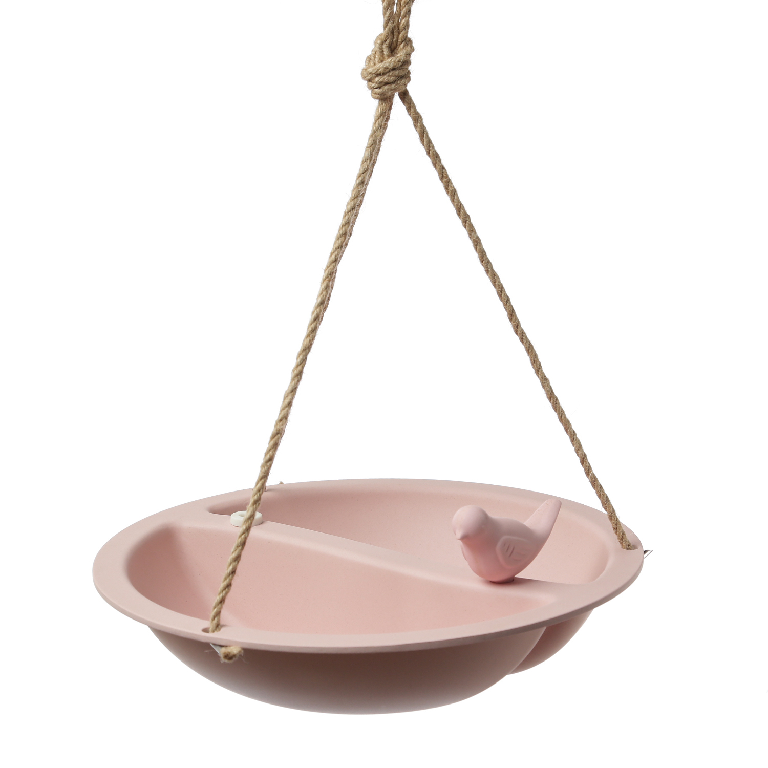 Futterstelle mit Vögelchen - Vogeltränke zum Aufhängen - Bambus - D: 27cm - rosa Futterstelle mit Vögelchen - Vogeltränke zum Aufhängen - Bambus - D: 27cm - rosa