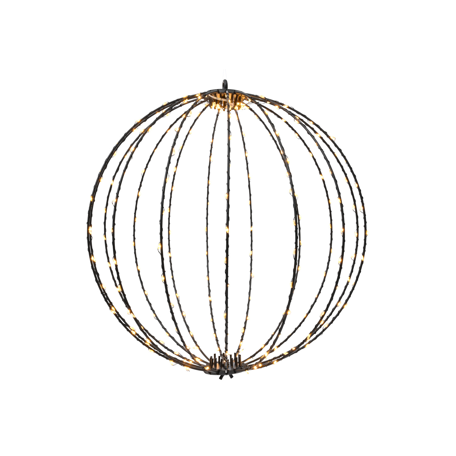 LED Drahtkugel - 3D Leuchtkugel - D: 28cm - 192 bernstein LED - faltbar - 8 Modi/Timer - Innen/Außen