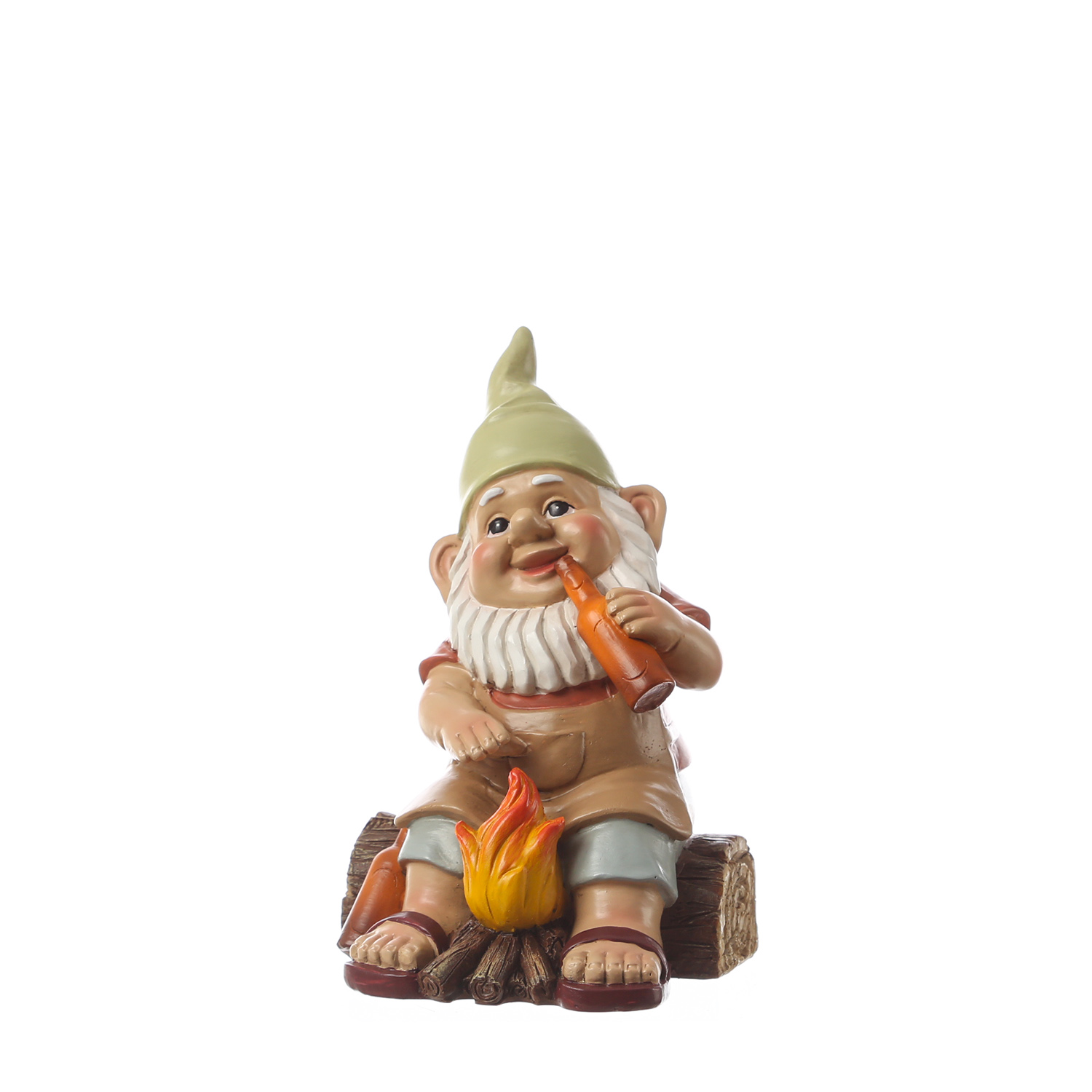 Gartenzwerg SKALLI - Zwerg mit Lagerfeuer - Dekofigur - Polyresin - H: 17cm - bunt