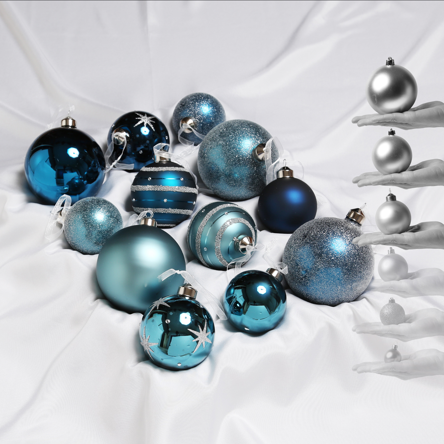 Christbaumkugel - Weihnachtsbaumkugel - Glas - 3 Größen - glänzend matt glitzernd - blau - 12er Set Christbaumkugel - Weihnachtsbaumkugel - Glas - 3 Größen - glänzend matt glitzernd - blau - 12er Set