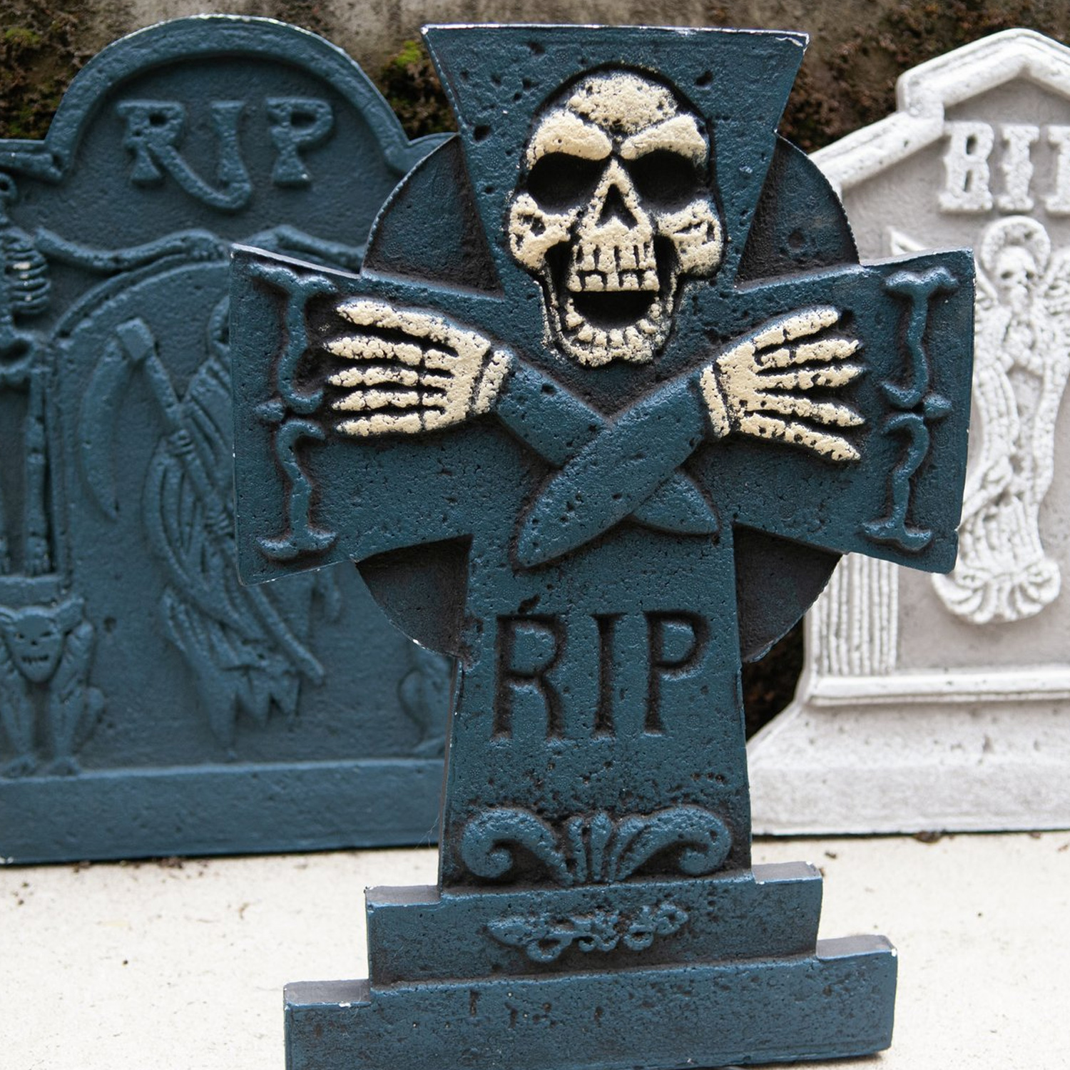 Halloween Grabsteinset "Friedhof" - Gruseldekoration innen und außen - 6-teilig